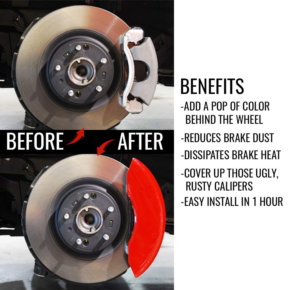 MGP Classic Red Aluminum Brake Caliper Covers (Set of 4) - High-Performance Car Accessories for Enhanced Style & Protection - Perfect for Sports Cars, Luxury Vehicles & Auto Enthusiasts
