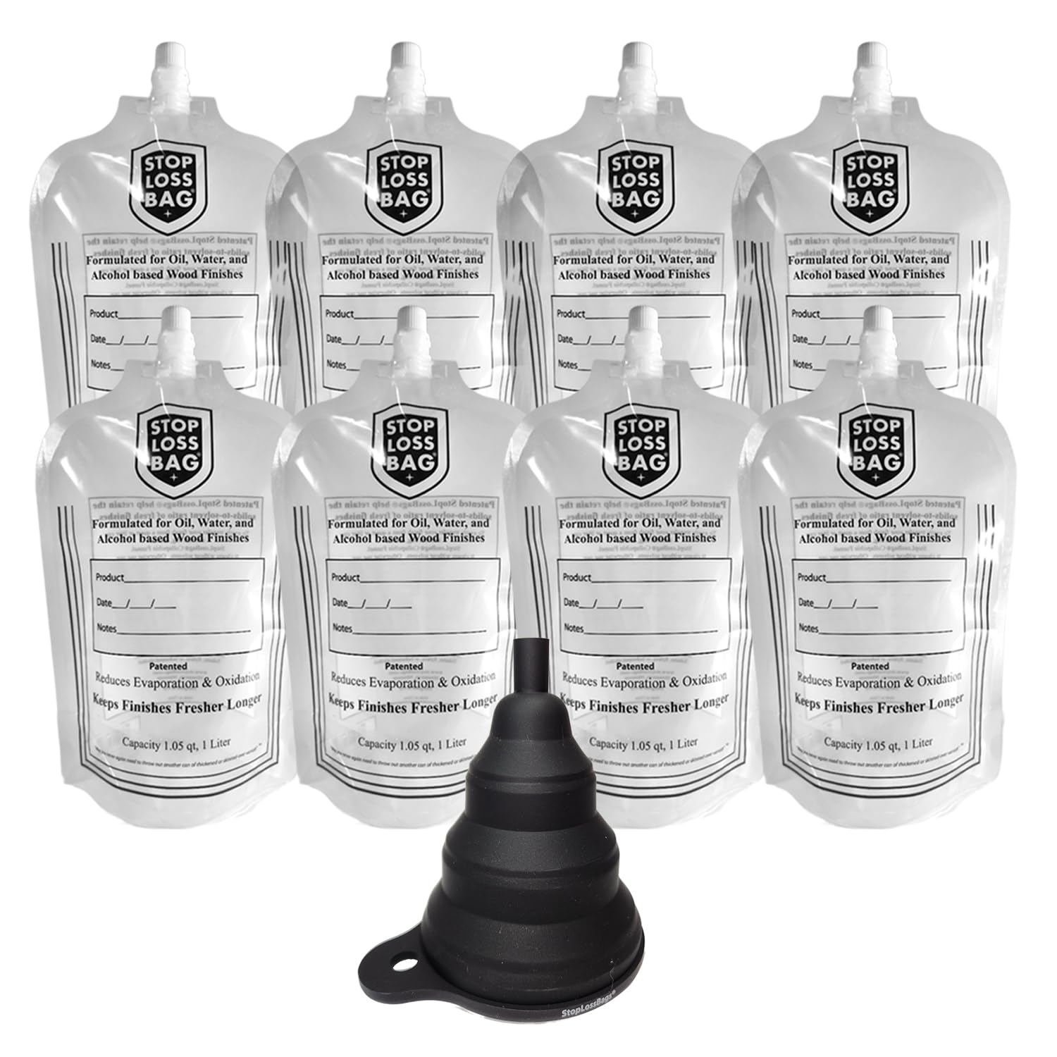 8-Pack Collapsible Funnel Set for Easy Liquid Transfer, Dispensing & Mixing - Ideal for Woodworking, DIY Projects, Home Brewing & Kitchen Use - Durable & Space-Saving Design