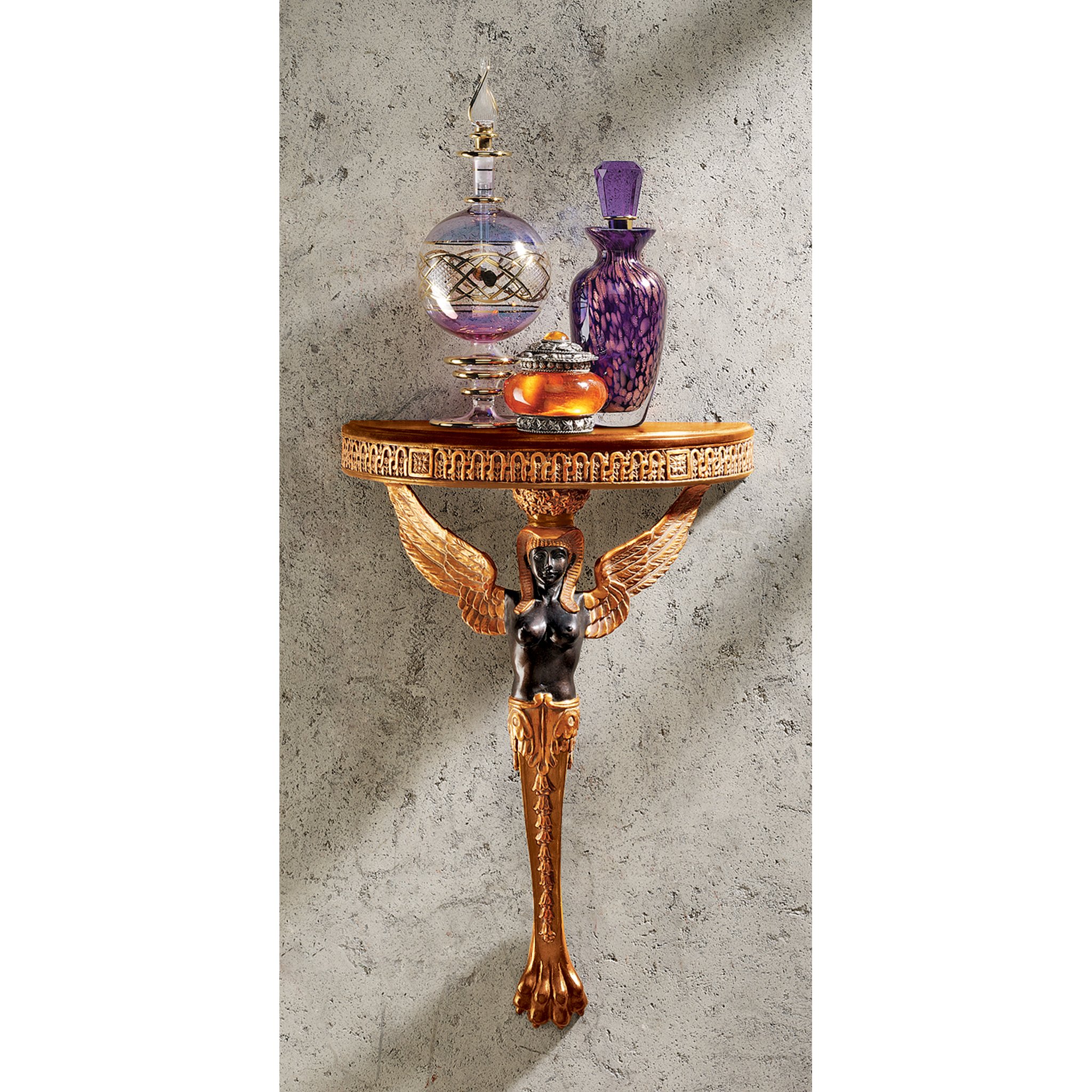 Design Toscano Egyptian Winged Caryatid Wall Shelf - 13 Inch Handcrafted Decor Shelf for Living Room, Bedroom, or Office Display