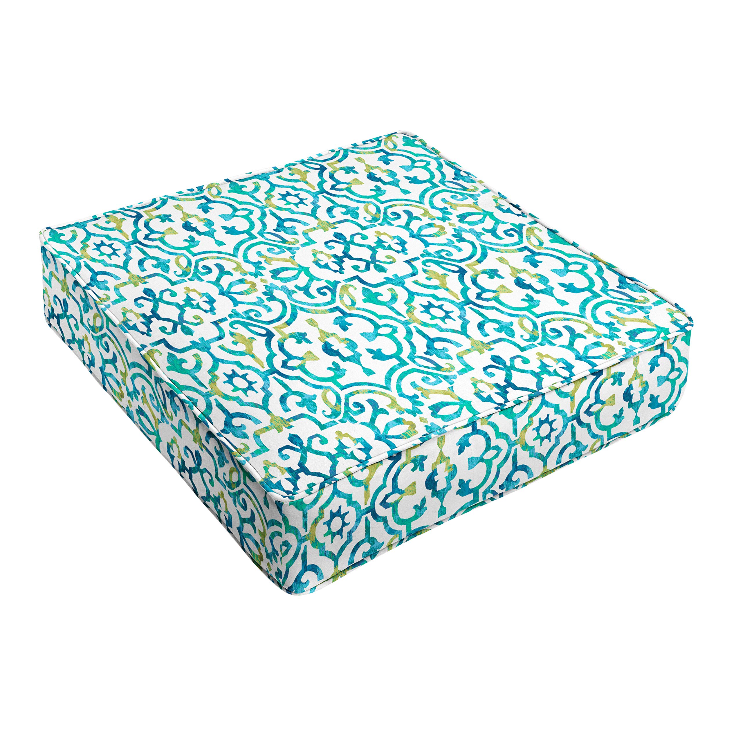 Sorra Home Indoor/Outdoor Corded Cushion - Waterproof & Durable Blue Pillow for Patio, Garden, Poolside & Living Room Furniture