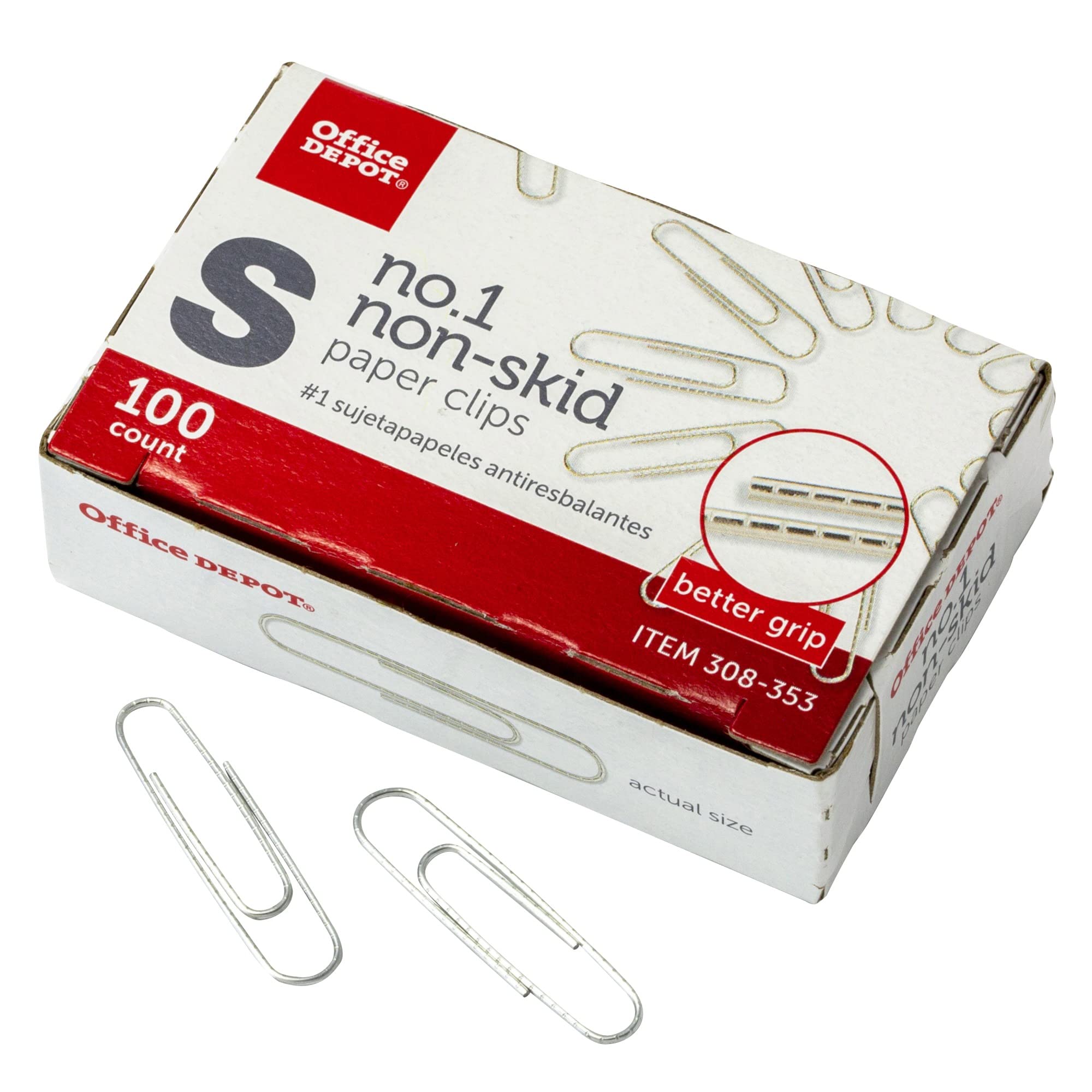 Office Depot Silver Paper Clips - 100 Pack for Office & School Use