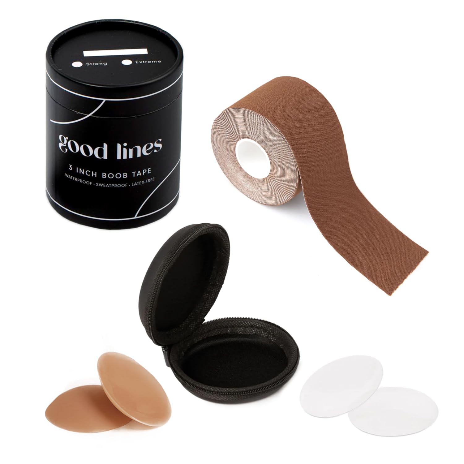 Best Boob Tape & Reusable Nipple Covers Kit for Women - Invisible Breast Lift Support for Dresses, Backless Outfits & Swimwear