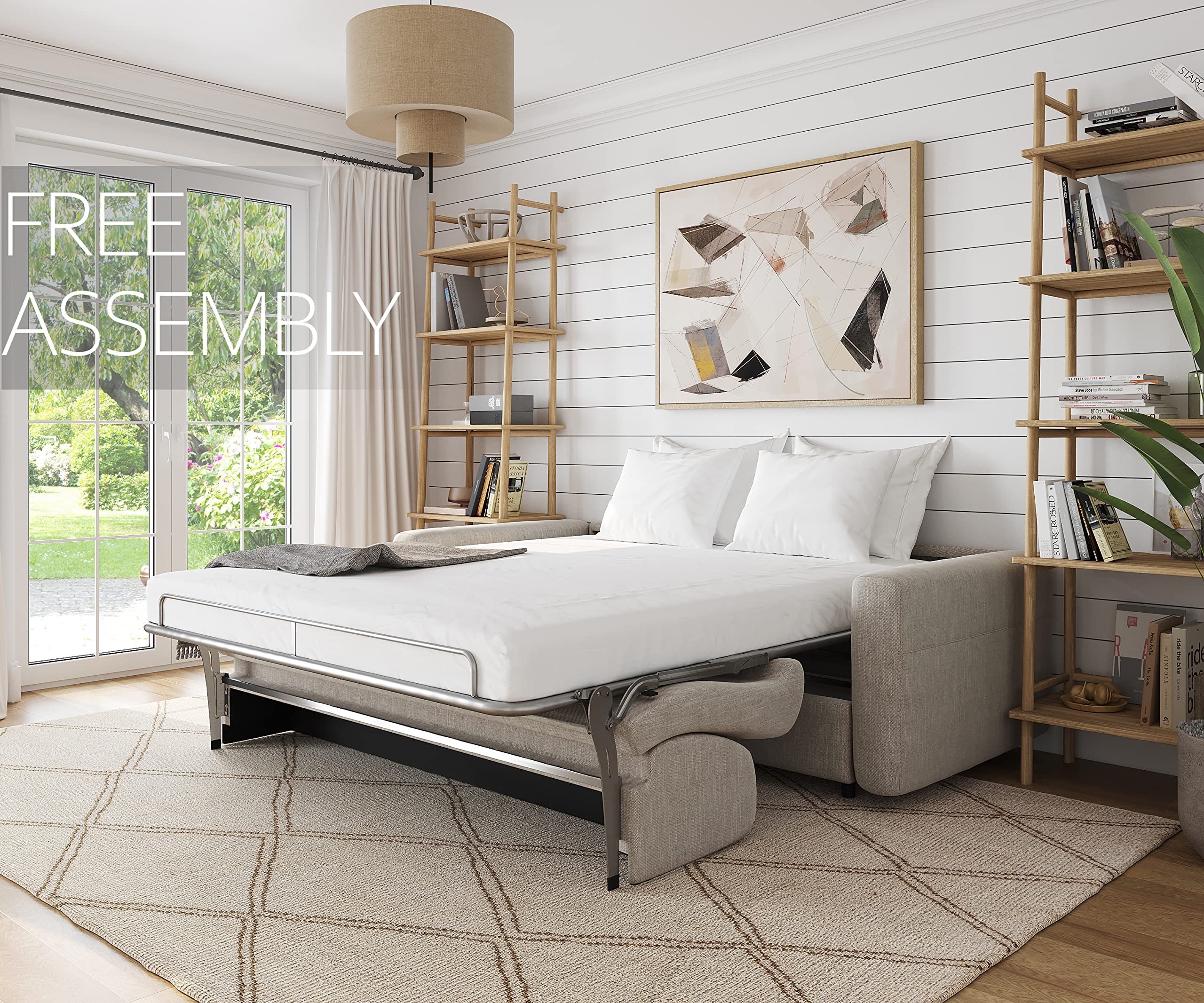 Modern Sleeper Sofa Bed with Dual Mattress - Queen Size Convertible Pull Out Couch for Small Spaces - Free Assembly & Quick Transformation - Perfect for Living Rooms, Guest Rooms & Apartments