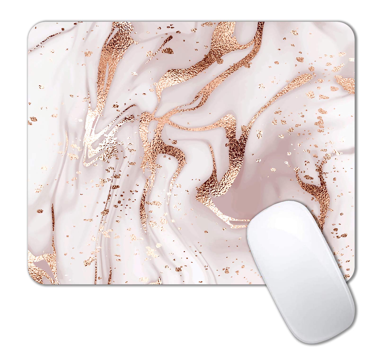Rose Gold Marble Mouse Pad - Non-Slip Rubber Base Gaming & Office Mousepad with Custom Designs, Portable Laptop Mat for Work, Gaming & Home Use