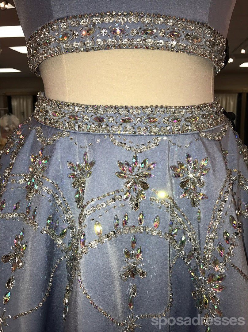 Elegant Open Back Grey Beaded Two-Piece Homecoming Dress for Women - Perfect for Prom, Party & Special Occasions | CM460