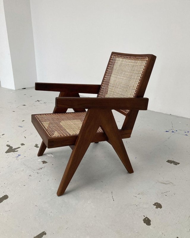 Handmade Designer A-Shaped Pierre Jeanneret 1955 Cane Office Chair - Mid-Century Modern Furniture for Home Office, Living Room & Workspace