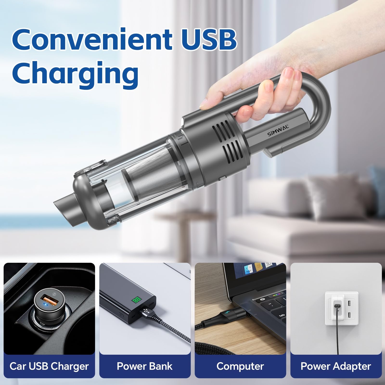 Cordless Handheld Car Vacuum Cleaner - 9500PA Powerful Suction, Portable & Lightweight with LED Light | Large Capacity Battery for Long Lasting Cleaning | Perfect for Home, Office & Car Interior Cleaning