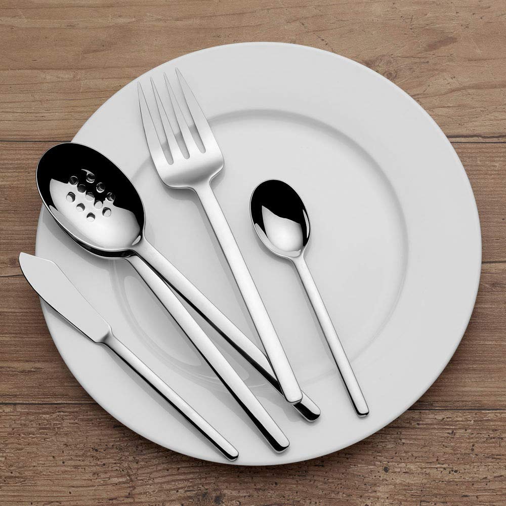Mikasa Zena 45-Piece 18/0 Stainless Steel Flatware Set for 8 - Dinnerware Silverware with Serving Utensils - Perfect for Formal Dining, Holiday Entertaining & Wedding Registry
