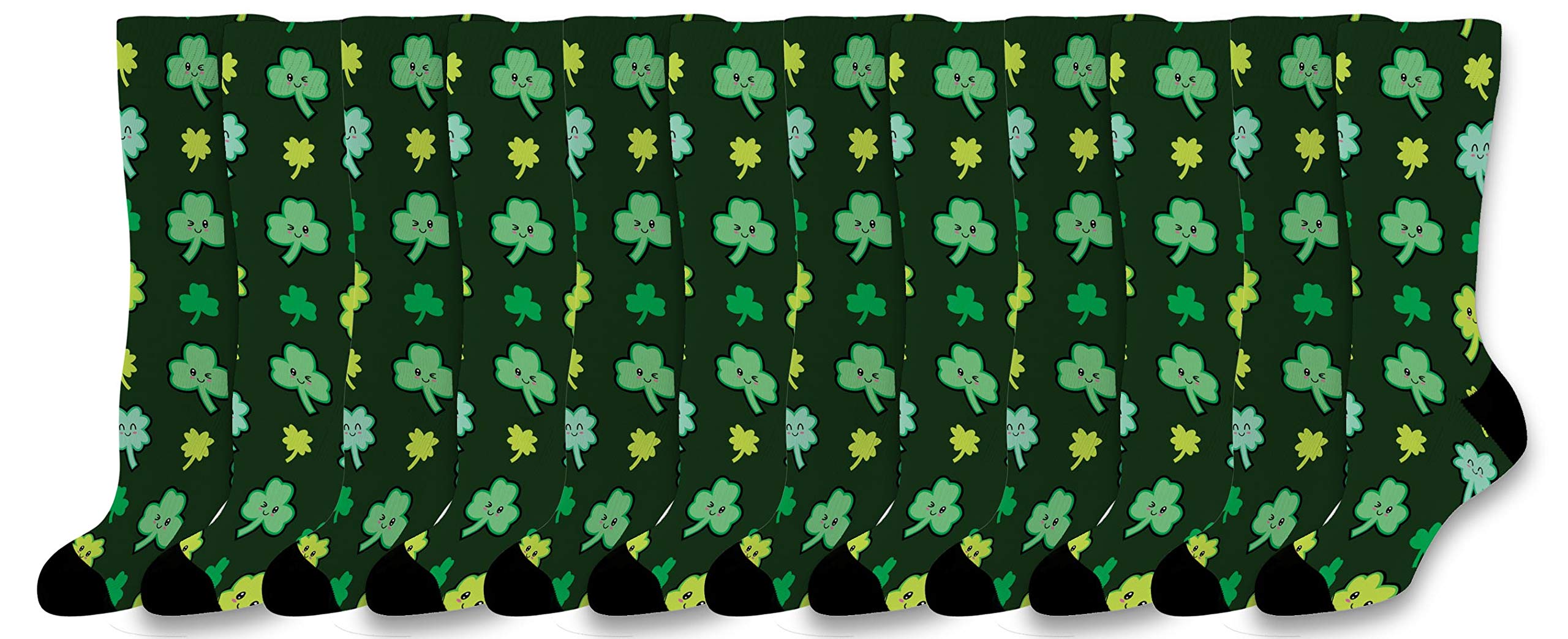 Lucky Shamrock Socks - Kawaii 4 Leaf Clover St. Patrick's Day Novelty Crew Socks for Women & Men - Fun Irish-Themed Gift for Christmas, Party & Everyday Wear