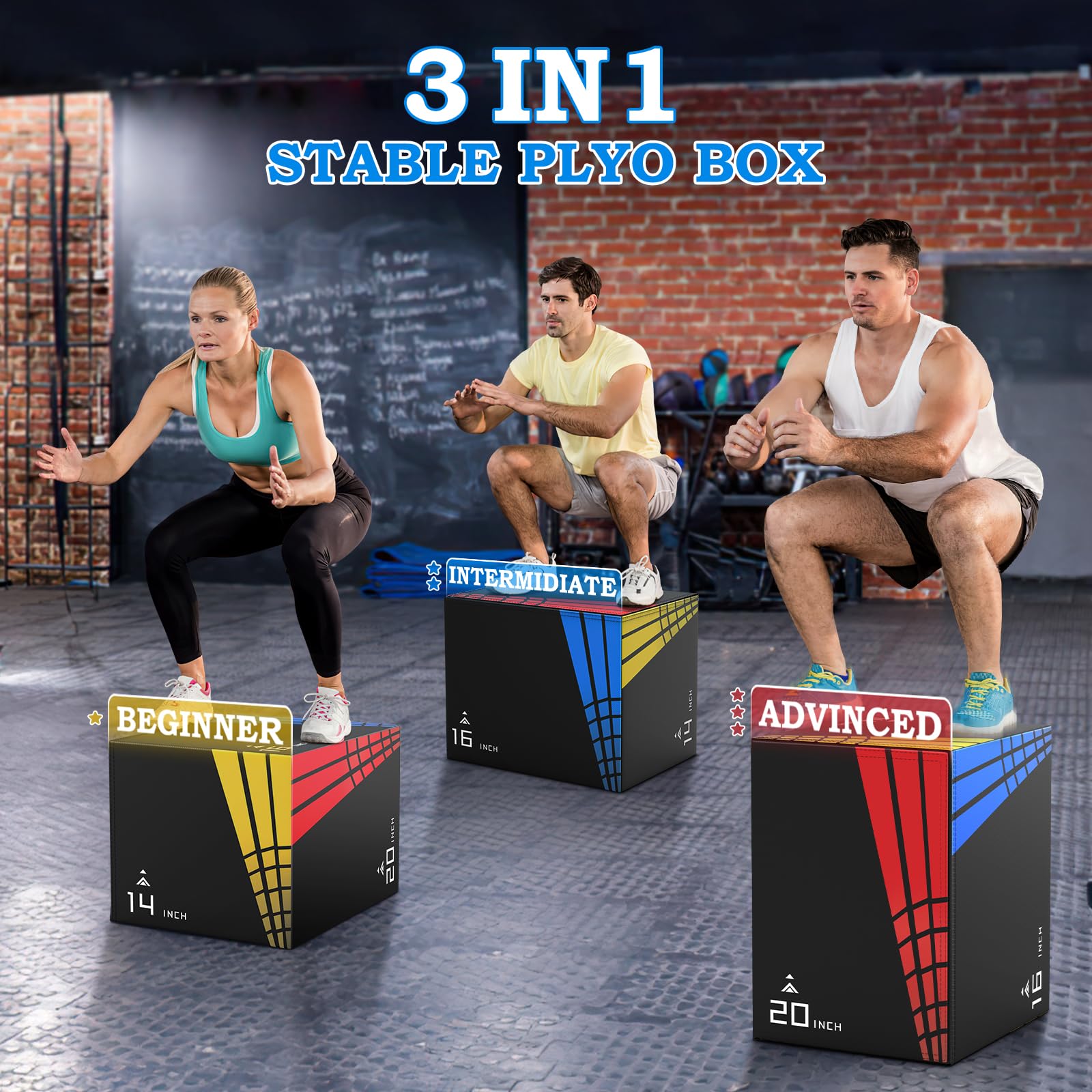 XDDAIS 3-in-1 Heavy Duty Foam Plyometric Box Set for Home Gym - 30
