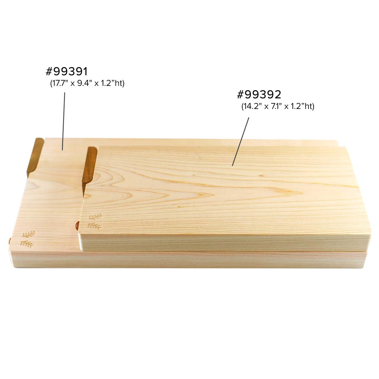 Premium Hinoki Japanese Cypress Wood Cutting Board with Stand - 14.2