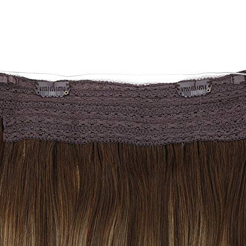 Premium Fish Line Halo Hair Extensions with Invisible Clips - Seamless 100% Human Hair Extensions for Length & Volume - Perfect for Weddings, Parties & Daily Styling