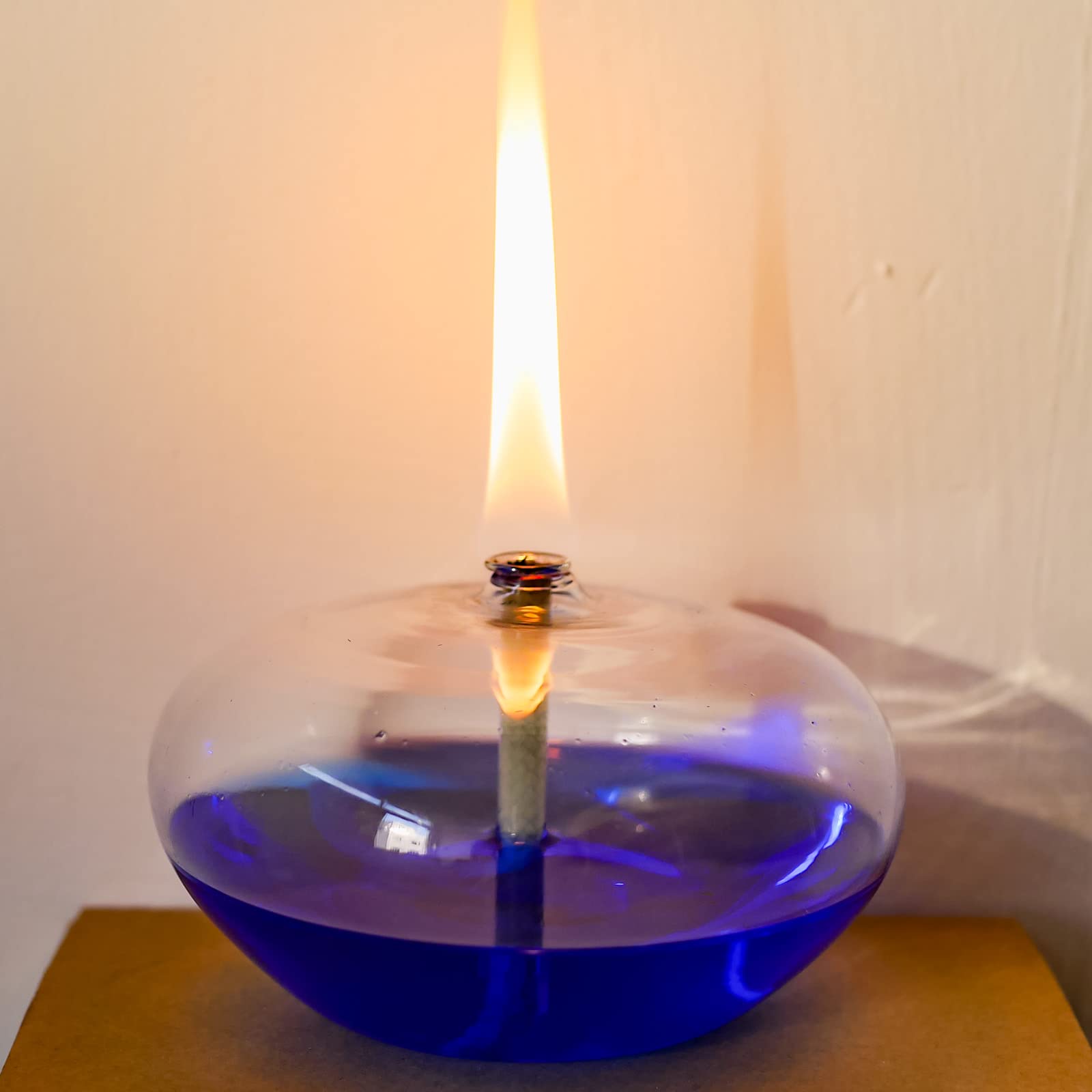 Refillable Liquid Petite Oil Lamp - Durable Borosilicate Glass Oil Candle (Oval) for Home Decor, Romantic Ambiance & Emergency Lighting