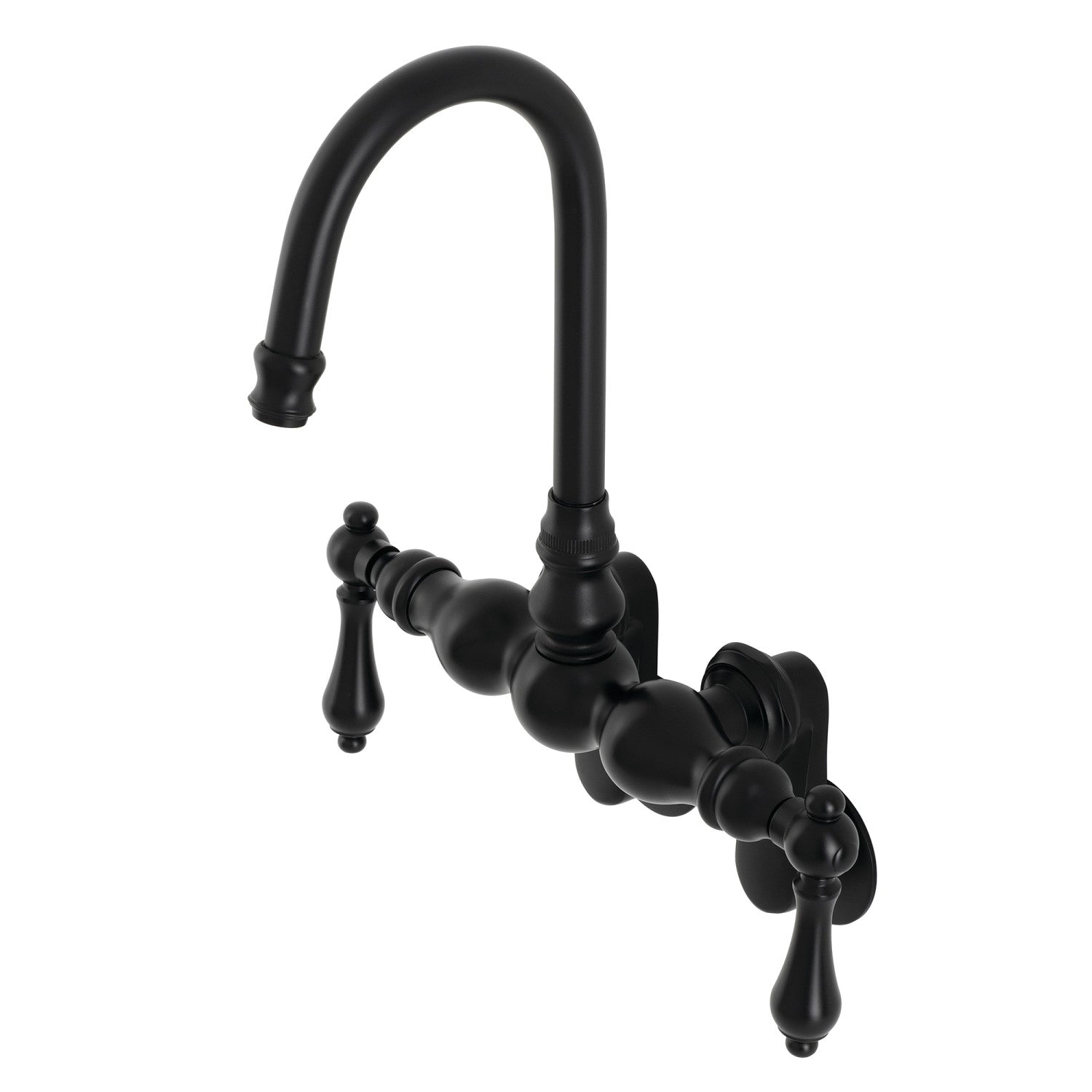 Vintage Matte Black Two-Handle Wall Mount Clawfoot Tub Faucet - AE81T0 Antique Brass Bathroom Fixture for Classic & Farmhouse Style Bathrooms