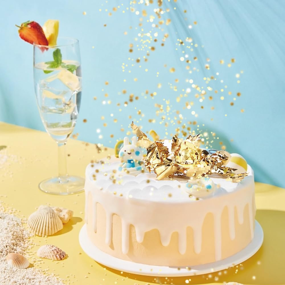 24K Edible Gold Leaf Sheets - 2 Bottles, Decorative Gold Leaf for Cake Decorating, Chocolate, Resin, DIY Crafts, Nails & Jewelry Making - Premium Metallic Gilding Paper for Baking, Cooking & Makeup - Perfect for Wedding Cakes, Gourmet Desserts & Luxury Gift Packaging