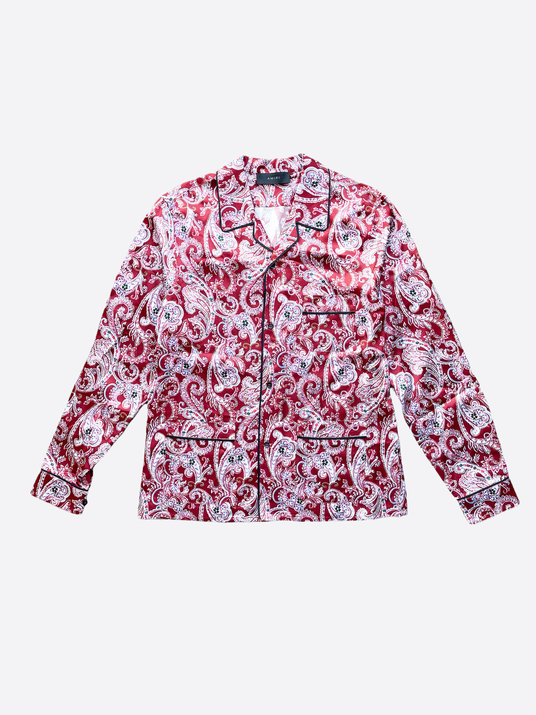 Amiri Red Paisley Pajama Shirt for Men - Luxury Sleepwear & Loungewear - Perfect for Home Relaxation & Stylish Nights