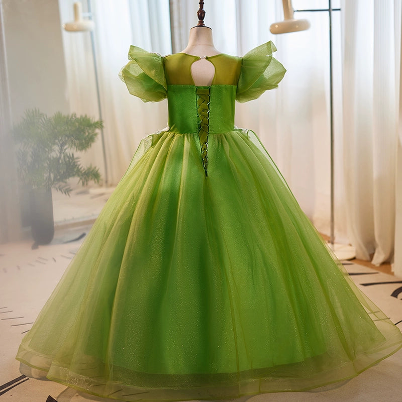 Elegant Green Sequins Fluffy Ball Gown for Baby Girl Toddler Pageant Dress - Perfect for Beauty Contests, Photoshoots & Special Occasions