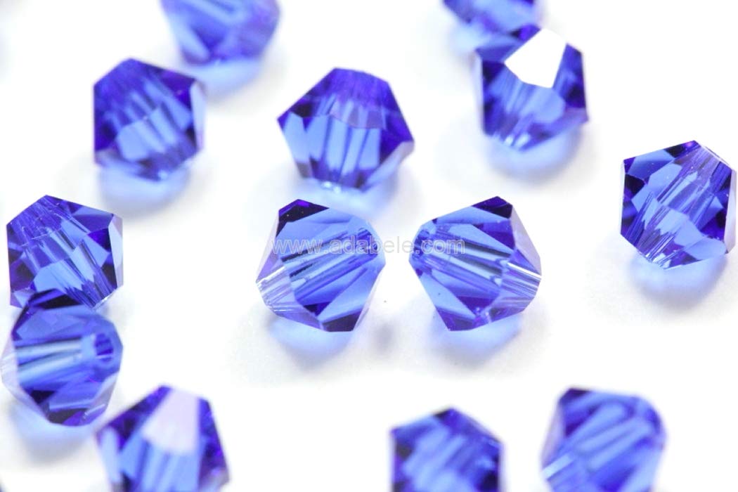 500pcs Authentic Preciosa 3mm (0.12 Inch) Small Faceted Bicone Crystal Loose Beads Sapphire Blue - Compatible with Swarovski 5301/5328 - DIY Jewelry Making Supplies - Perfect for Bracelets, Necklaces, Earrings & Craft Projects (Pre-B313)