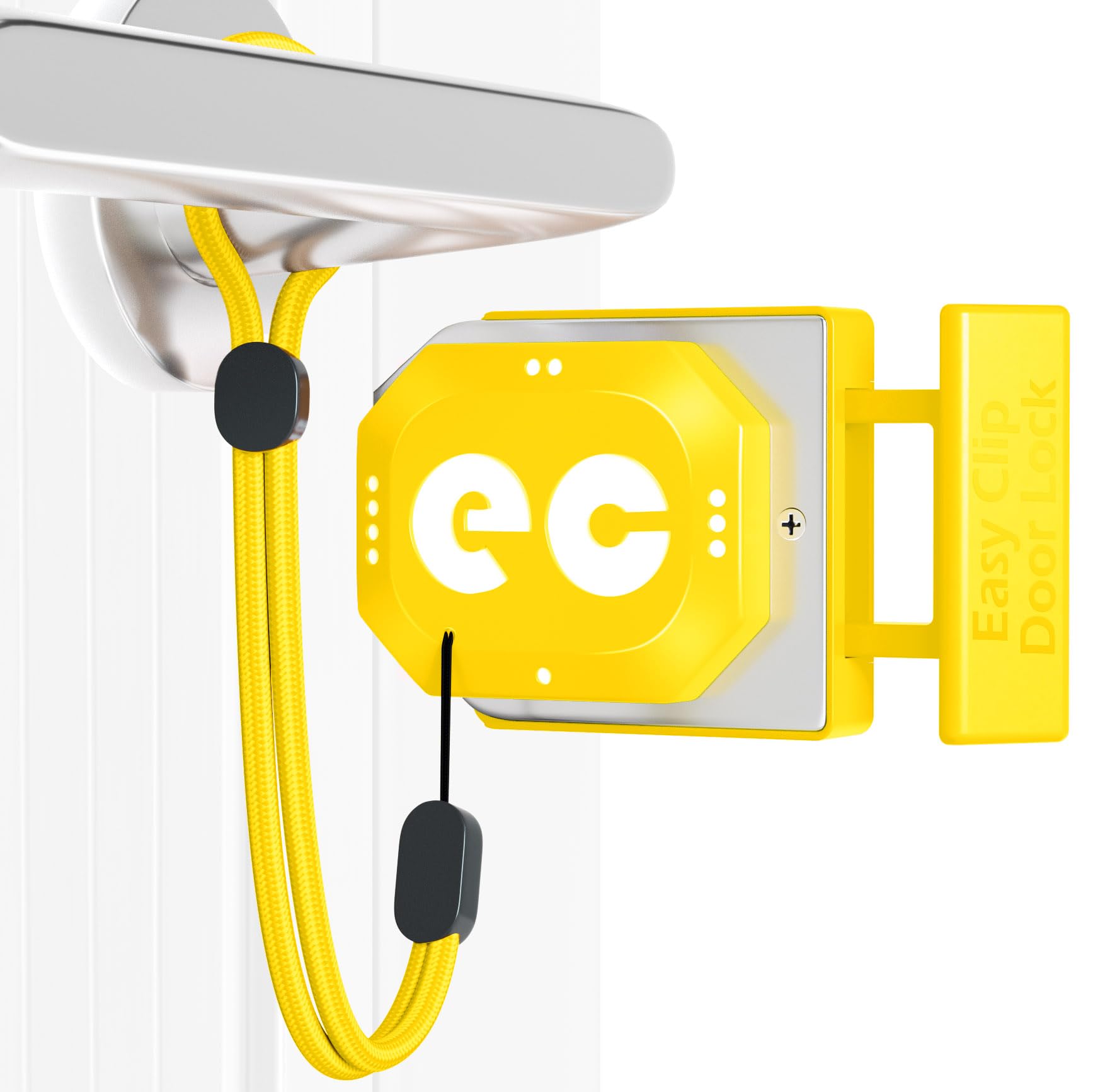 Portable Door Lock for Travel & Home Security - Adjustable Easy Clip Lock for Hotels, Apartments, Dorms - Extra Privacy & Safety - Ideal for Solo Travelers & Renters (Yellow)