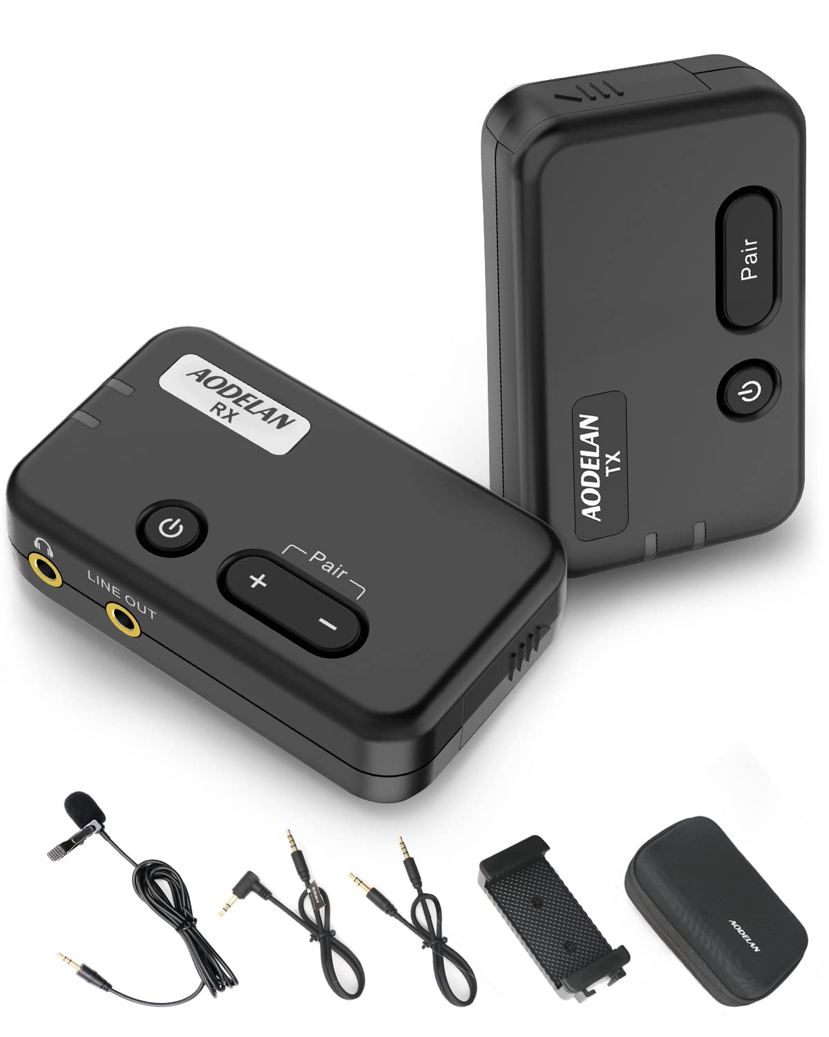 **AODELAN Wireless Lavalier Microphone System - Dual Headset Mic for DSLR, Camcorder, iPhone, PA Speaker - Noise Cancelling for YouTube, Vlogging, Live Streaming, Video Recording (1 TX & 1 RX) - Perfect for Content Creators, Podcasters & Public Speakers**