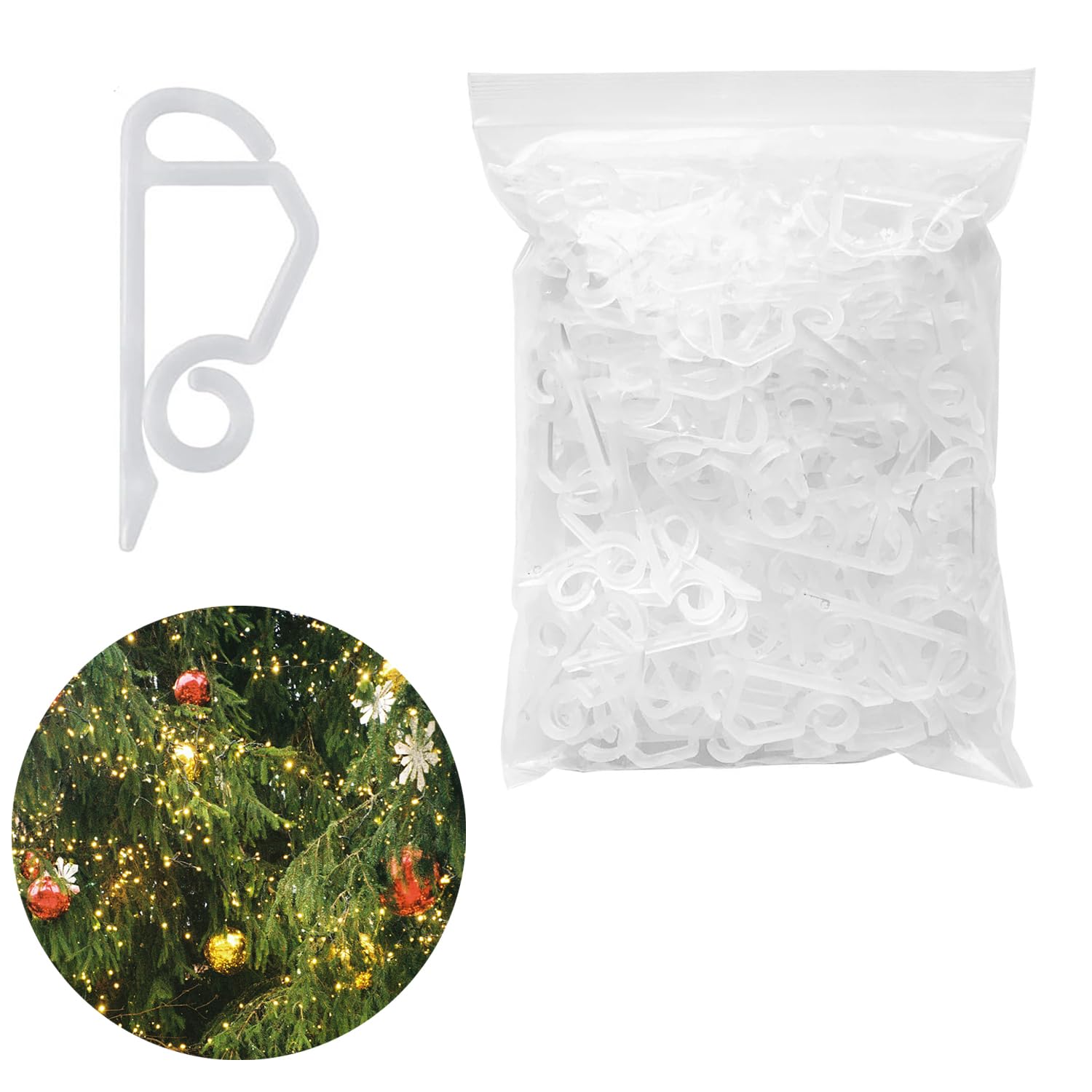 100Pcs Christmas Light Clips - Heavy Duty Outdoor Gutter Hooks for Holiday String Lights | Weatherproof No Tools Required Light Clips | Perfect for Roof, Fence & Christmas Tree Decoration