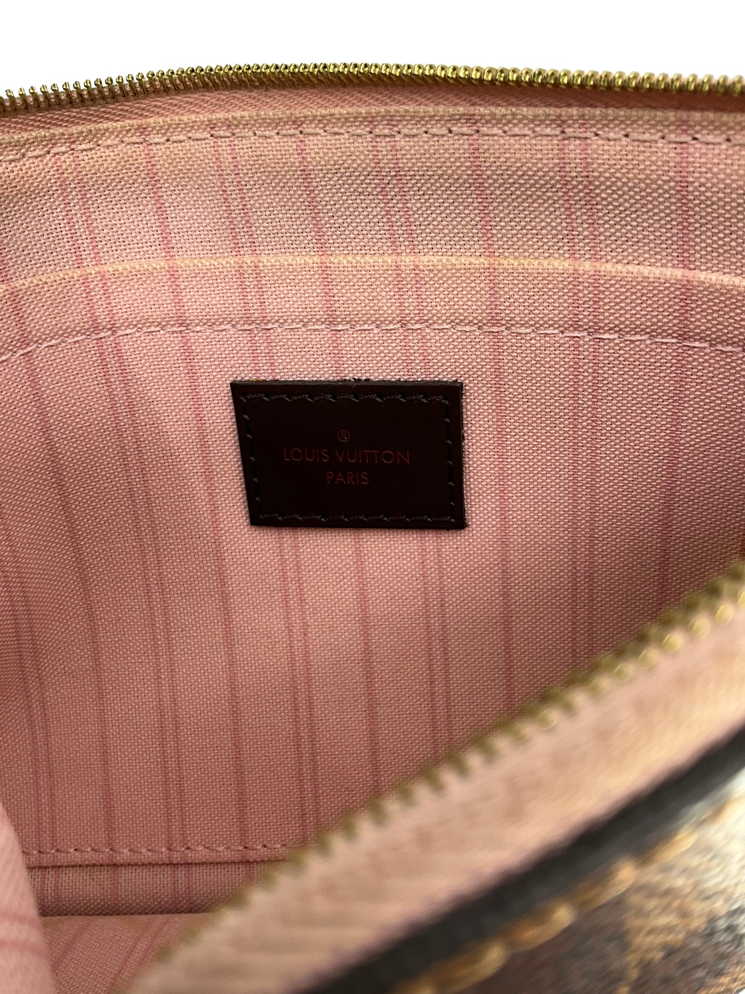 Authentic LOUIS VUITTON Damier Ebene Neverfull MM Pochette Crossbody Bag - Luxury Handbag for Women, Perfect for Work, Travel & Everyday Use