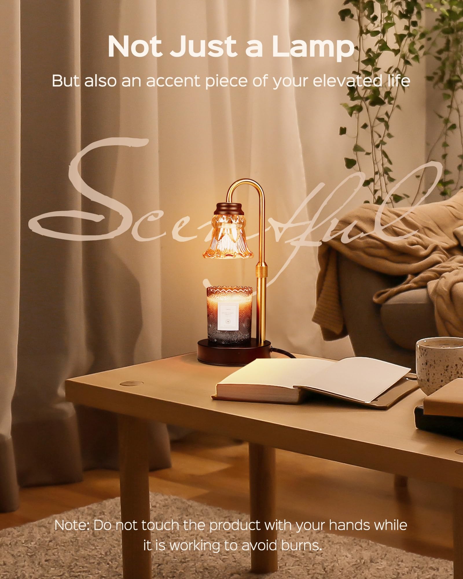 JACKYLED 2 Pack Adjustable Height Candle Warmer Lamp with Dimmer - Aromatherapy Wax Melter for Scented Candles & Jars - Decorative Home Fragrance Warmer with Heating Bulbs - Perfect for Bedroom, Living Room & Housewarming Gifts