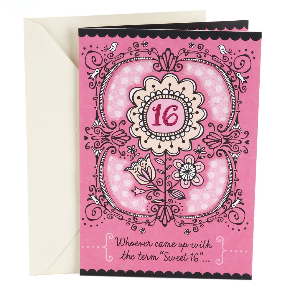 Hallmark Sweet Flowers 16th Birthday Greeting Card - Perfect for Teen Girls, Milestone Celebrations & Special Wishes