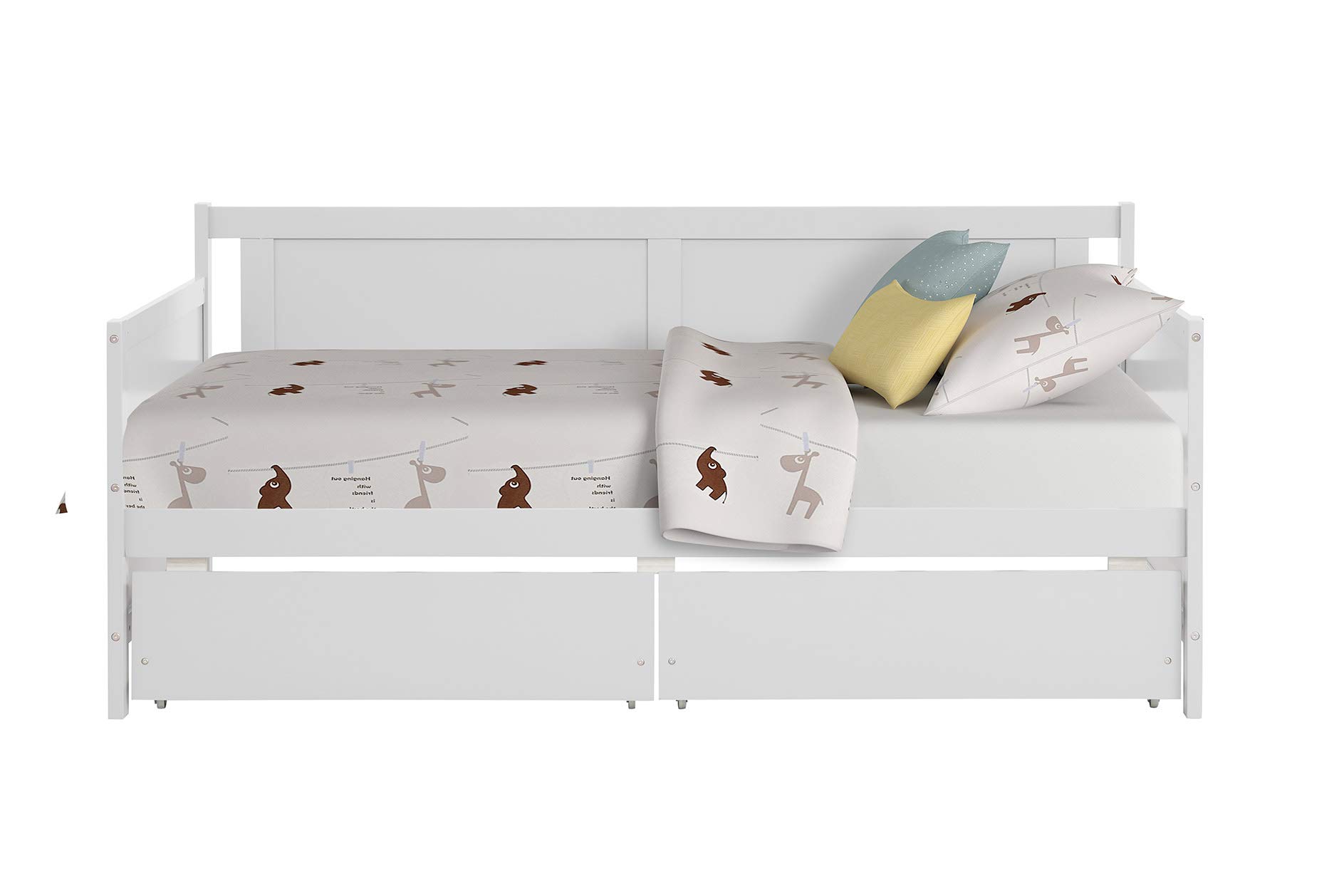Twin Size Wooden Daybed with 2 Pull-Out Storage Drawers - Convertible Sofa Bed for Teens & Adults - Sturdy Wood Slat Support - Space-Saving Furniture for Bedroom, Living Room, Small Apartments & Guest Rooms - No Box Spring Needed - Perfect for Sleepovers, Lounging & Extra Storage
