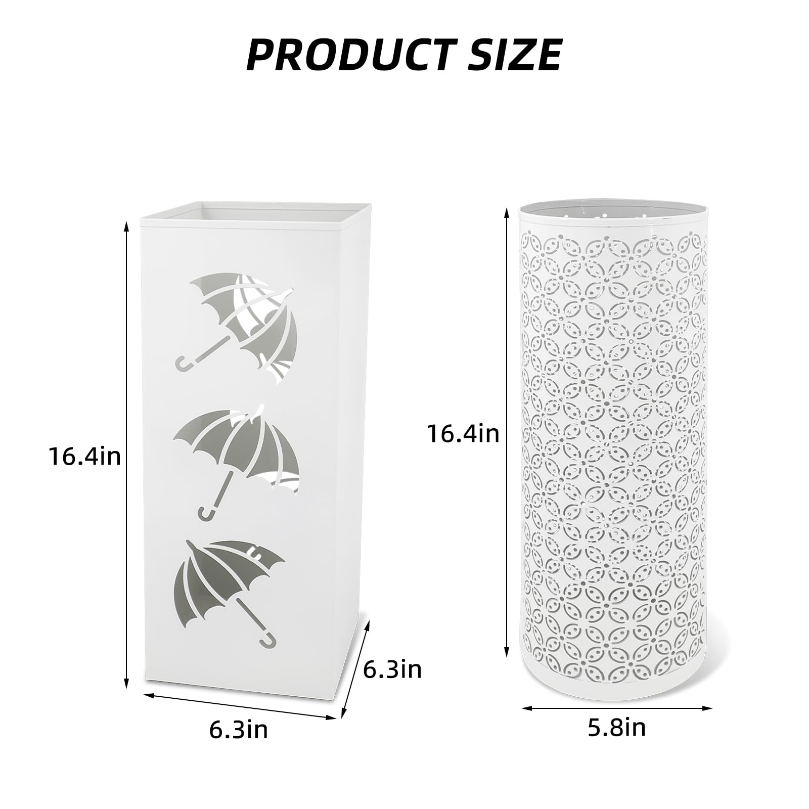 2 Pack Heavy Duty Metal Umbrella Stand Holder - Large Capacity Organizer for Canes, Walking Sticks, Umbrellas & Wrapping Paper - Perfect for Entryway, Home, Office & Hotel Decor - Space Saving Storage Solution for Rainy Days & Clutter-Free Organization