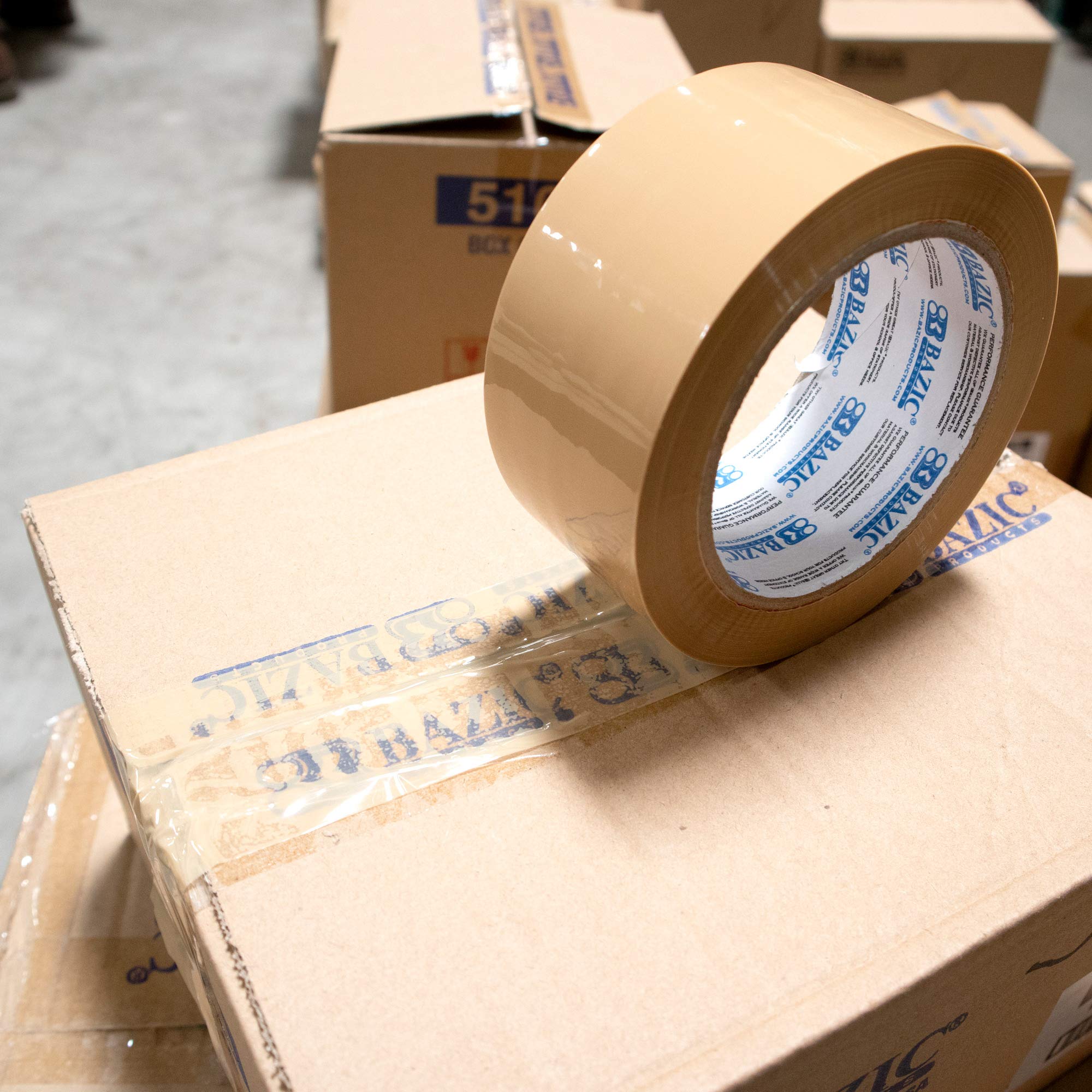 BAZIC 1.88 Inch X 54.6 Yards Heavy Duty Tan Packing Tape for Shipping Boxes, Moving & Storage - Strong Adhesive Kraft Paper Tape for Secure Packaging