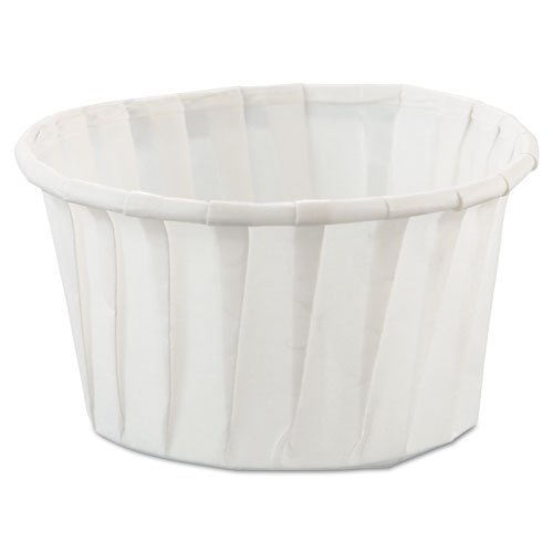 SOLO Cup Company 4 oz White Paper Soufflé Portion Cups - 250/Bag (20 Sleeves, 5000/Case) | Perfect for Party Desserts, Catering & Food Portion Control