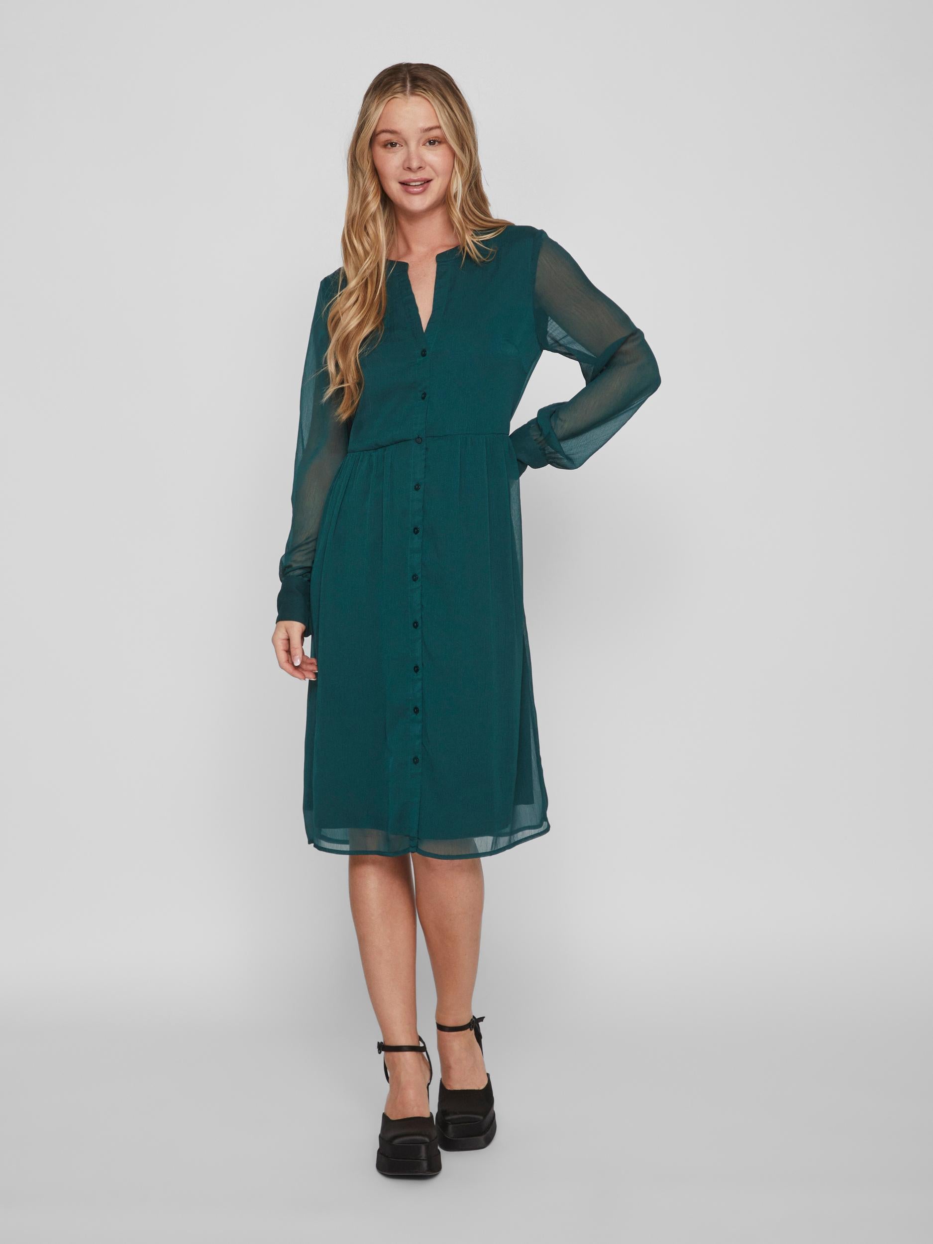 LIA MIDI DRESS in Ponderosa Pine Green - Elegant Flowy Casual Summer Dress for Women | Perfect for Beach Vacations, Date Nights & Office Wear