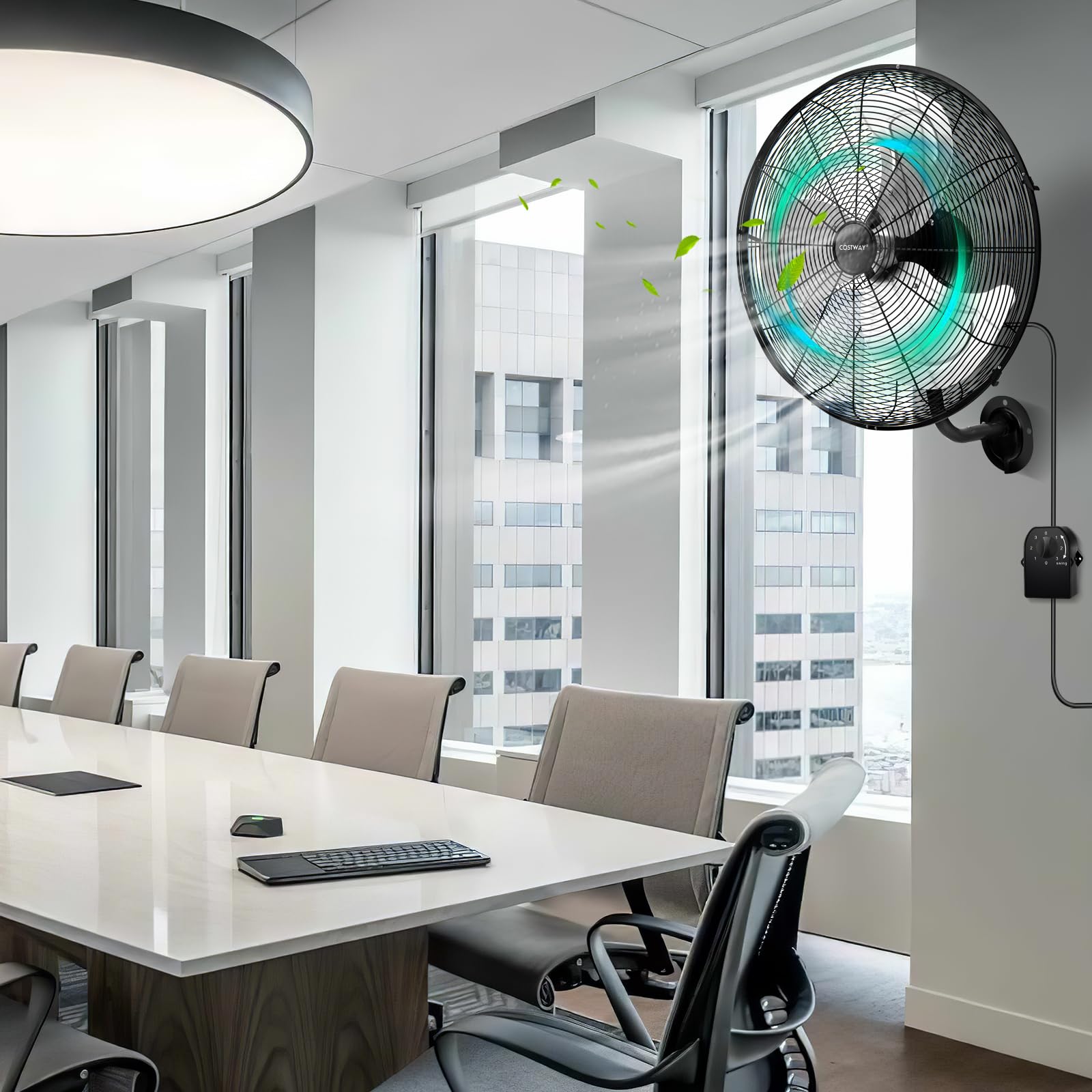 COSTWAY 2-Pack 20-Inch Heavy Duty Metal Wall Mount Fan with 3 Speed Settings, 85° Oscillation & 30° Adjustable Tilt - Aluminum Blade Wall Fan for Garage, Warehouse, Workshop, Home Gym, Patio (Black) | Powerful Cooling for Industrial & Residential Spaces