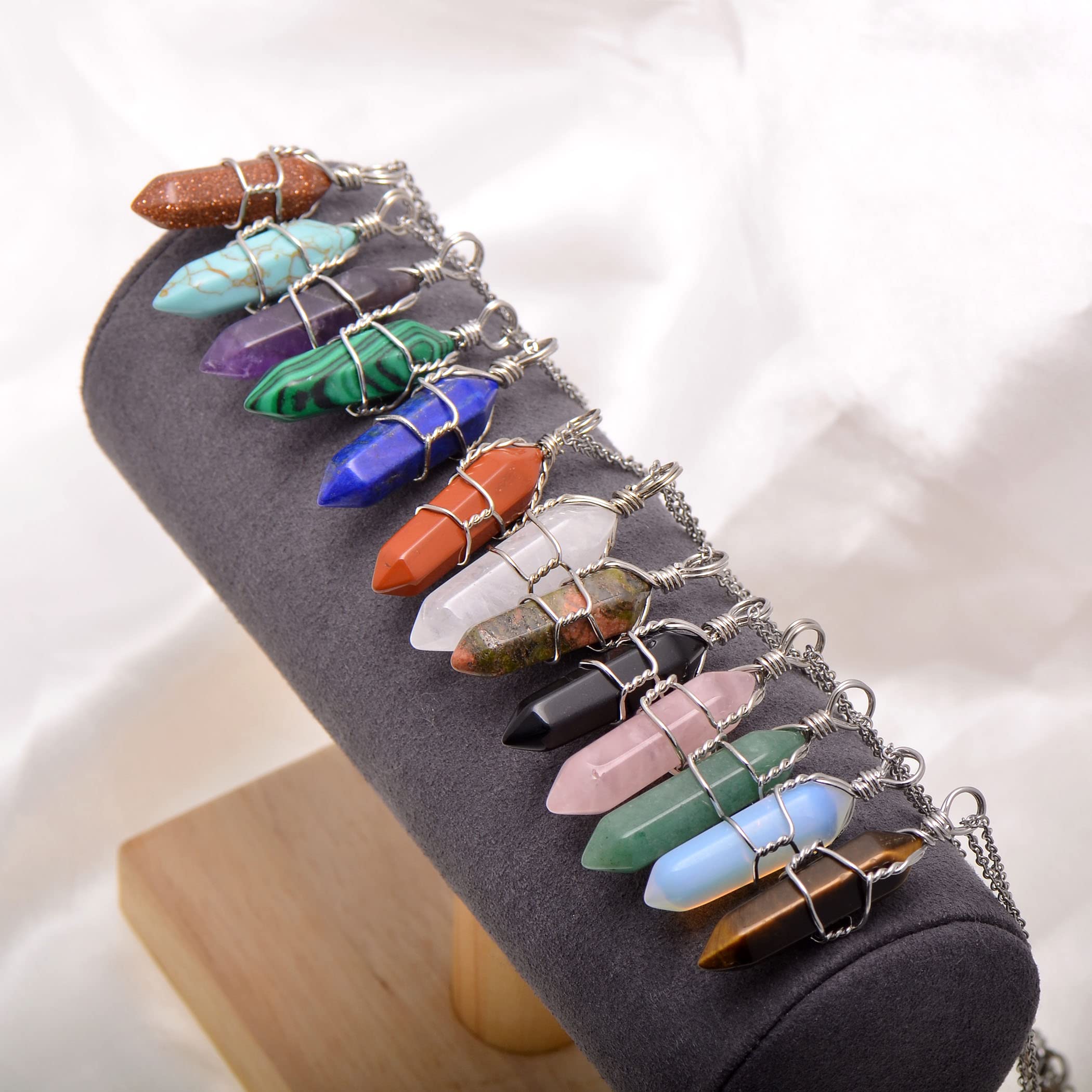 Paialco Hand-Wired Natural & Created Crystal Point Chakra Healing Pendant Necklace | Energy Balancing Spiritual Jewelry for Meditation, Yoga & Reiki