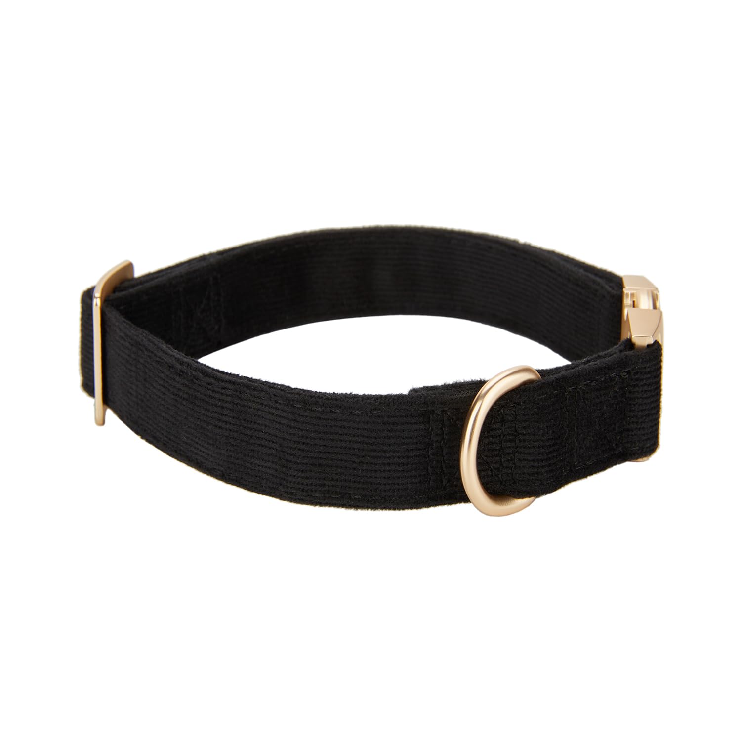 Premium Soft Cotton Dog Collar with Heavy-Duty Metal Buckle - Adjustable Comfy Corduroy Pet Collar for Small, Medium & Large Dogs (Black, Large) - Perfect for Daily Walks, Training & Outdoor Adventures