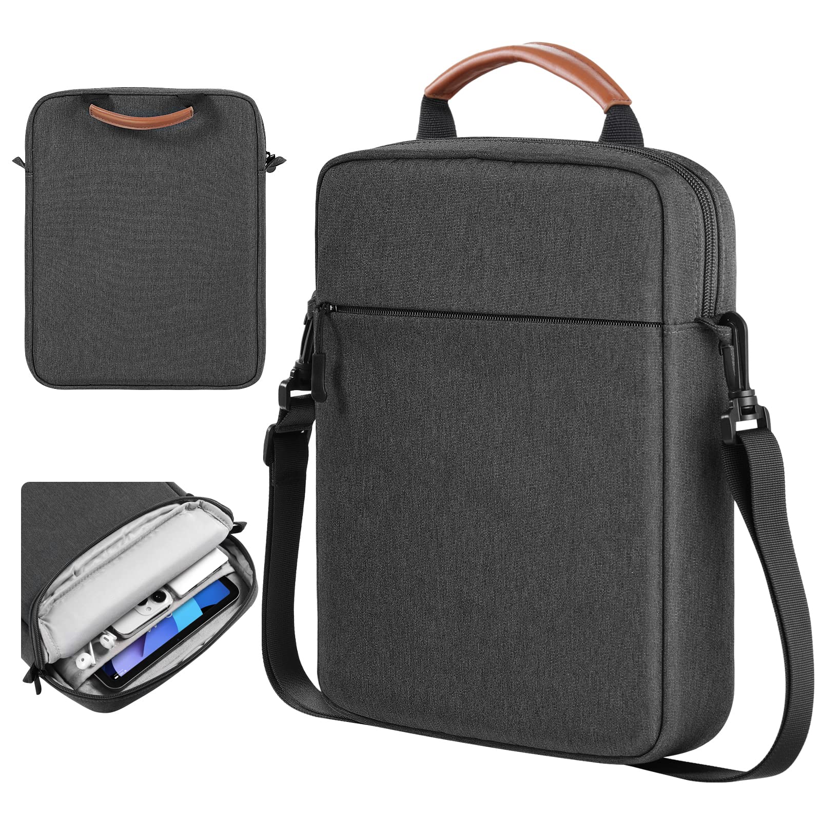 TiMOVO 9-11 Inch Tablet Sleeve Shoulder Bag for iPad Pro 11 (2022-2018), iPad 10th Gen (2022), iPad 10.2 (2021-2019), iPad Air 5/4 10.9, Galaxy Tab A8 10.5 (2022) - Protective Tablet Case with Handle, Black & Gray - Perfect for Work, School & Travel Accessories