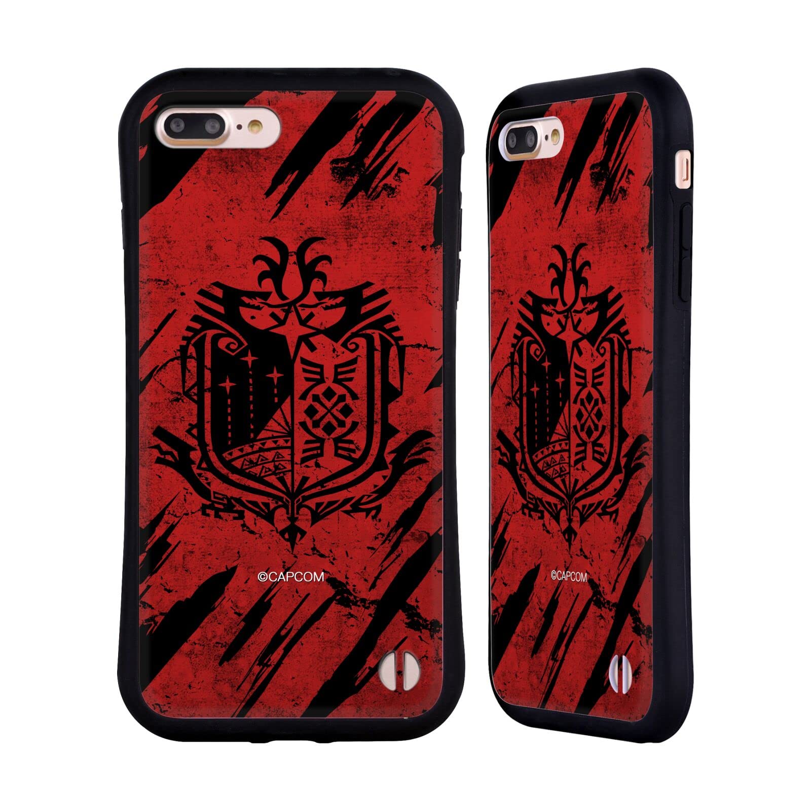Monster Hunter World Grunge Logos Hybrid Case for iPhone 7 Plus/8 Plus - Officially Licensed by Head Case Designs - Perfect for Gaming Enthusiasts and Outdoor Adventures