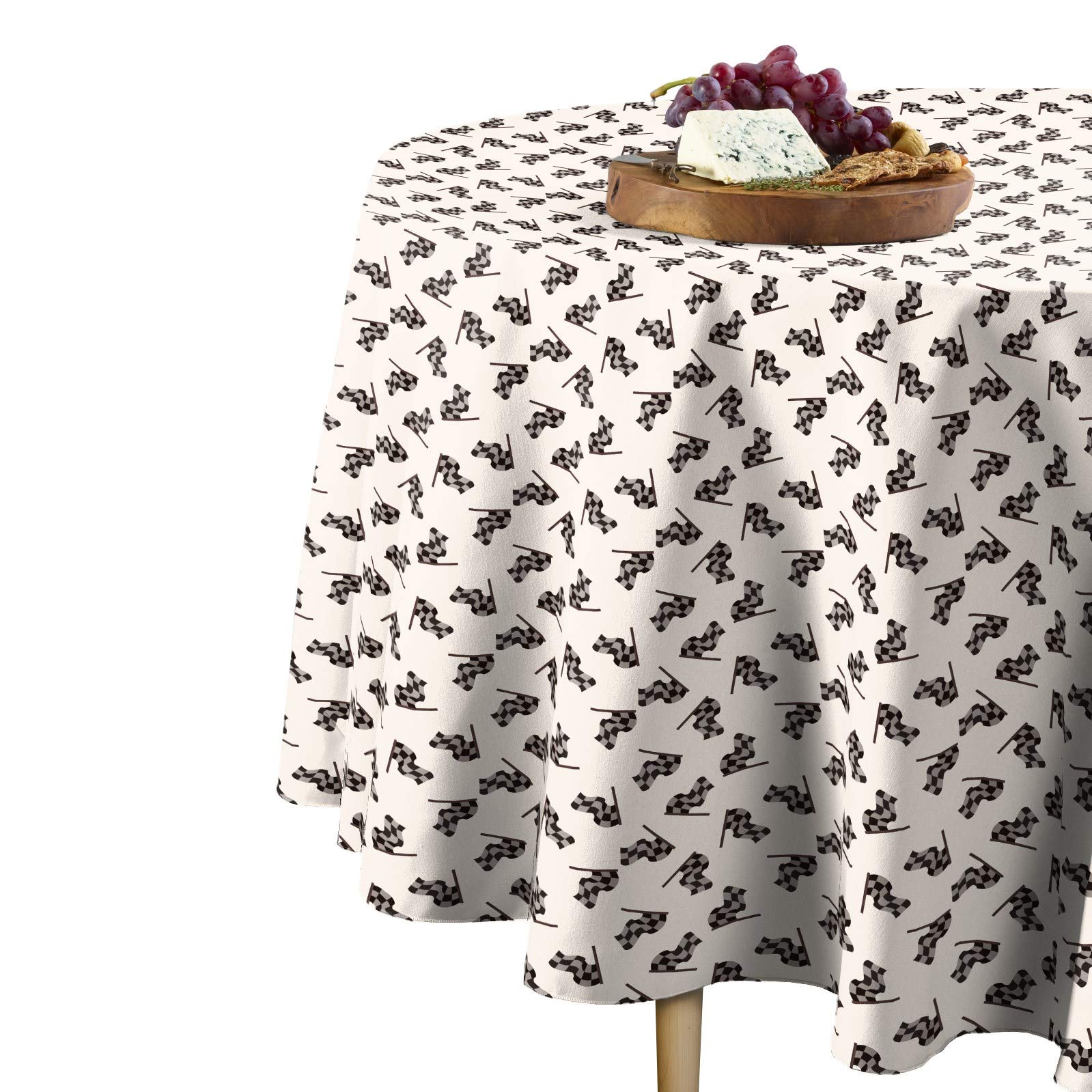 100% Milliken Polyester Round Tablecloth - 120 Inch Machine Washable Fabric Textile for Dining Room, Kitchen, Party Decor & Racing Theme Events