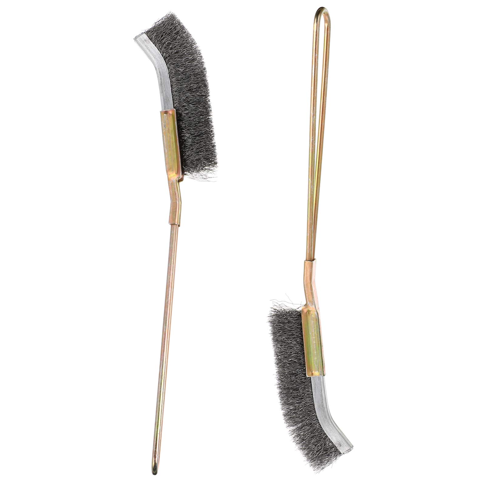 POPETPOP 2-Pack Bird Cage Cleaning Brush Set - Heavy Duty Copper Wire Brush with Handle for Parrots, Finches & Small Birds - Durable Pet Cage Scrubber for Stain Removal & Feeder Cleaning (Golden) - Perfect for Aviaries, Pet Stores & Home Bird Cages
