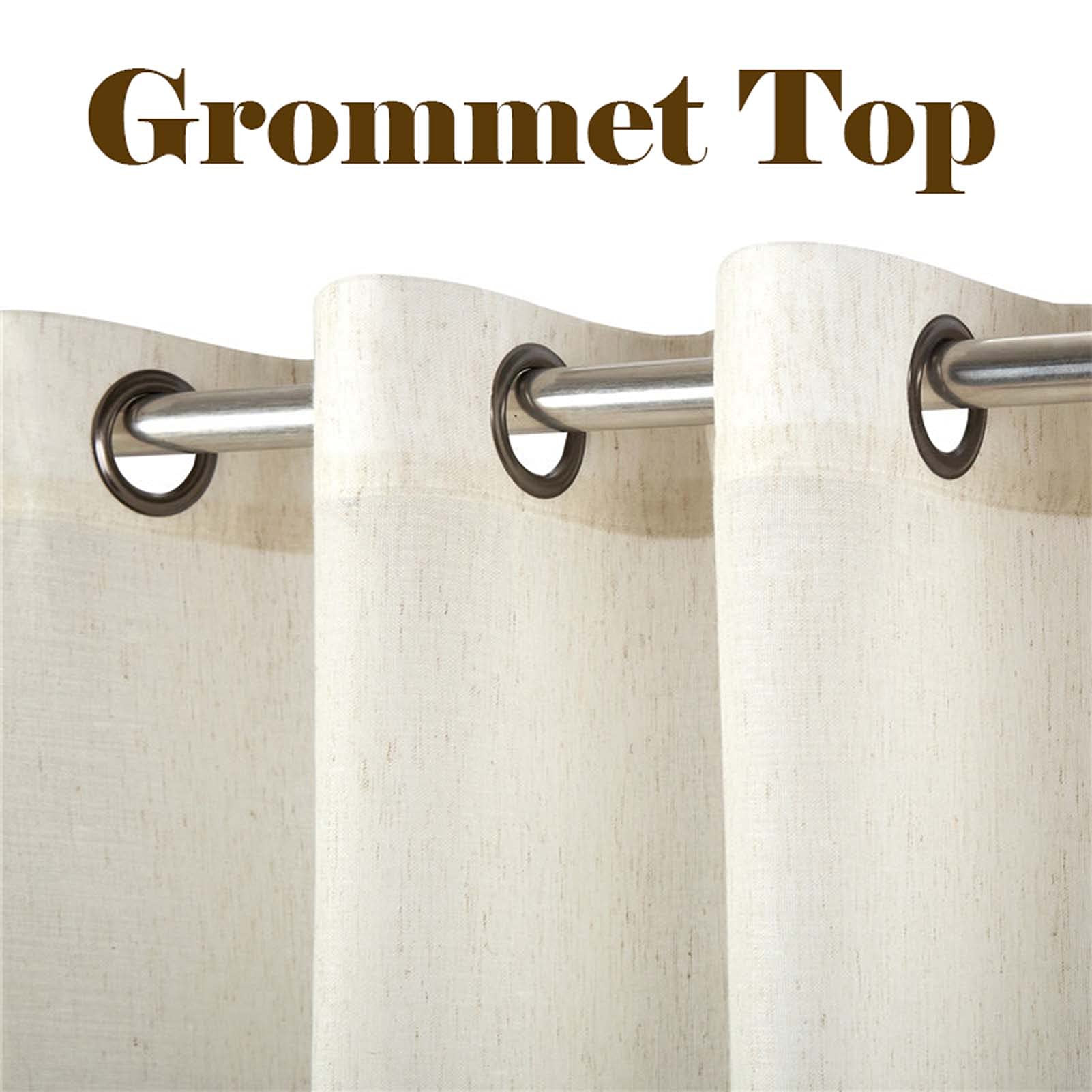 2-Panel Sheer Curtains with Grommet 79x98 Inches - Linen Textured Semi Voile Window Drapes for Bedroom & Living Room - Blackout Thermal Insulated Curtain Panels for Home Decor & Sun Protection