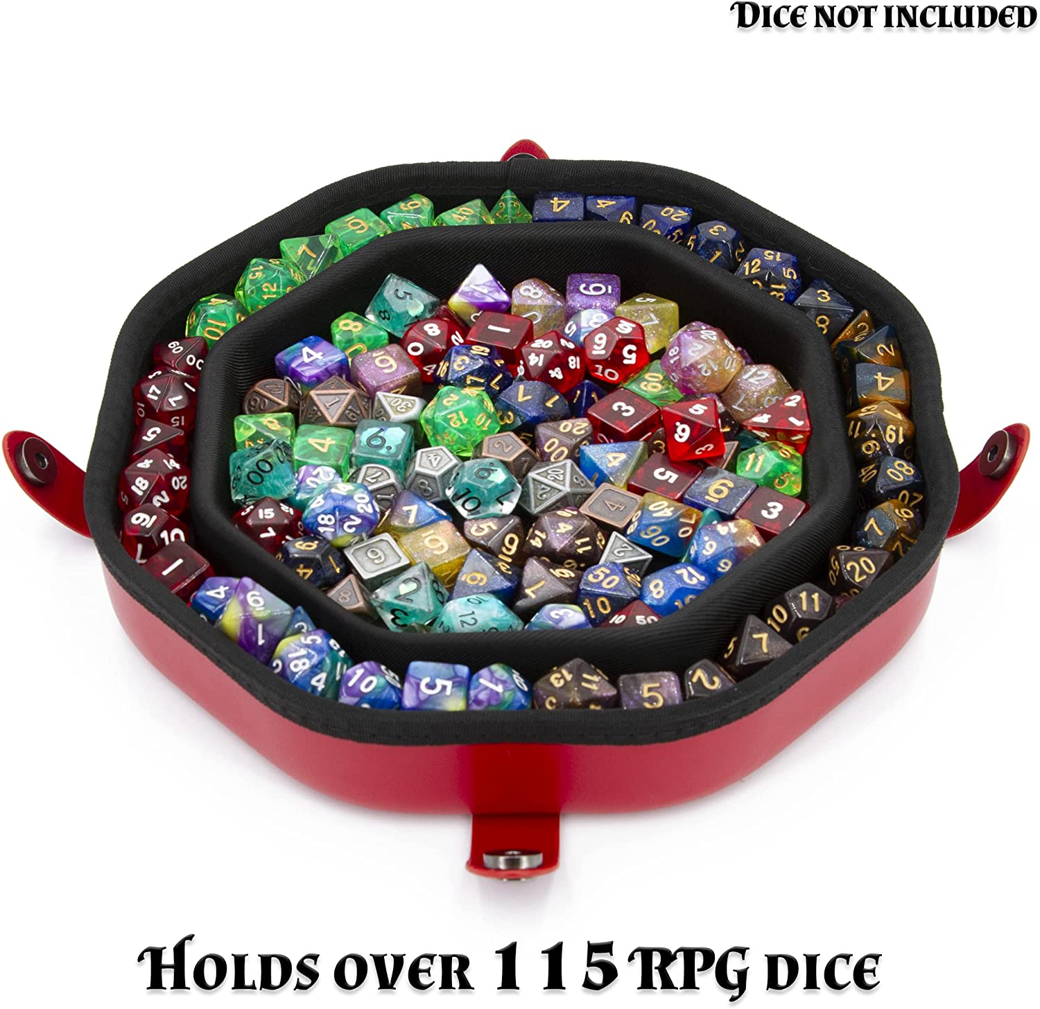 CASEMATIX Dice Tray and Storage Case - Holds 115 RPG Dice with Magnetic Snaps, Embossed Skull Design - Perfect for Dungeons & Dragons, Pathfinder, and Tabletop Gaming Sessions