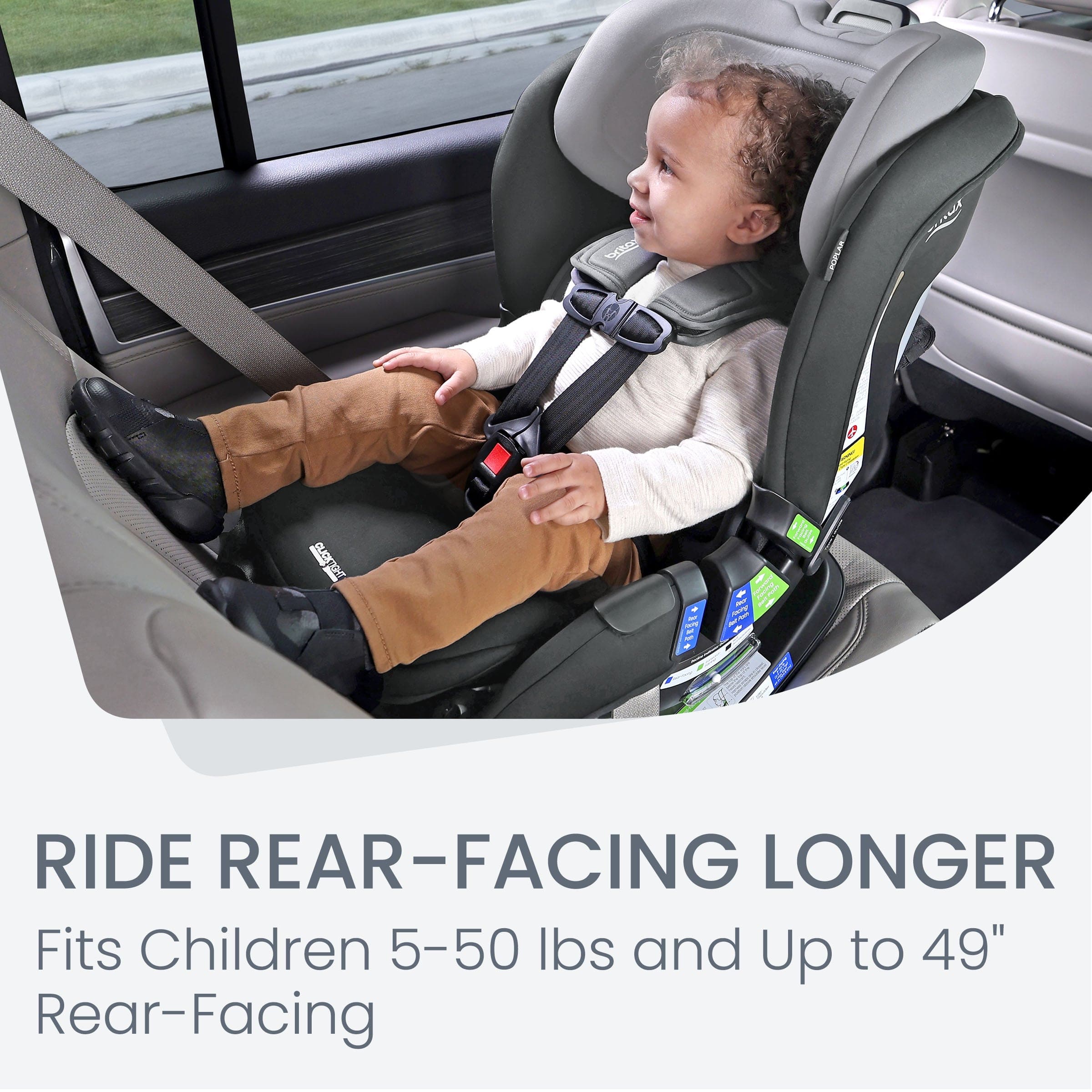Britax Poplar Convertible Car Seat for Toddlers & Infants - Safe, Comfortable & Easy to Install - Perfect for Travel, Daily Commute & Family Road Trips