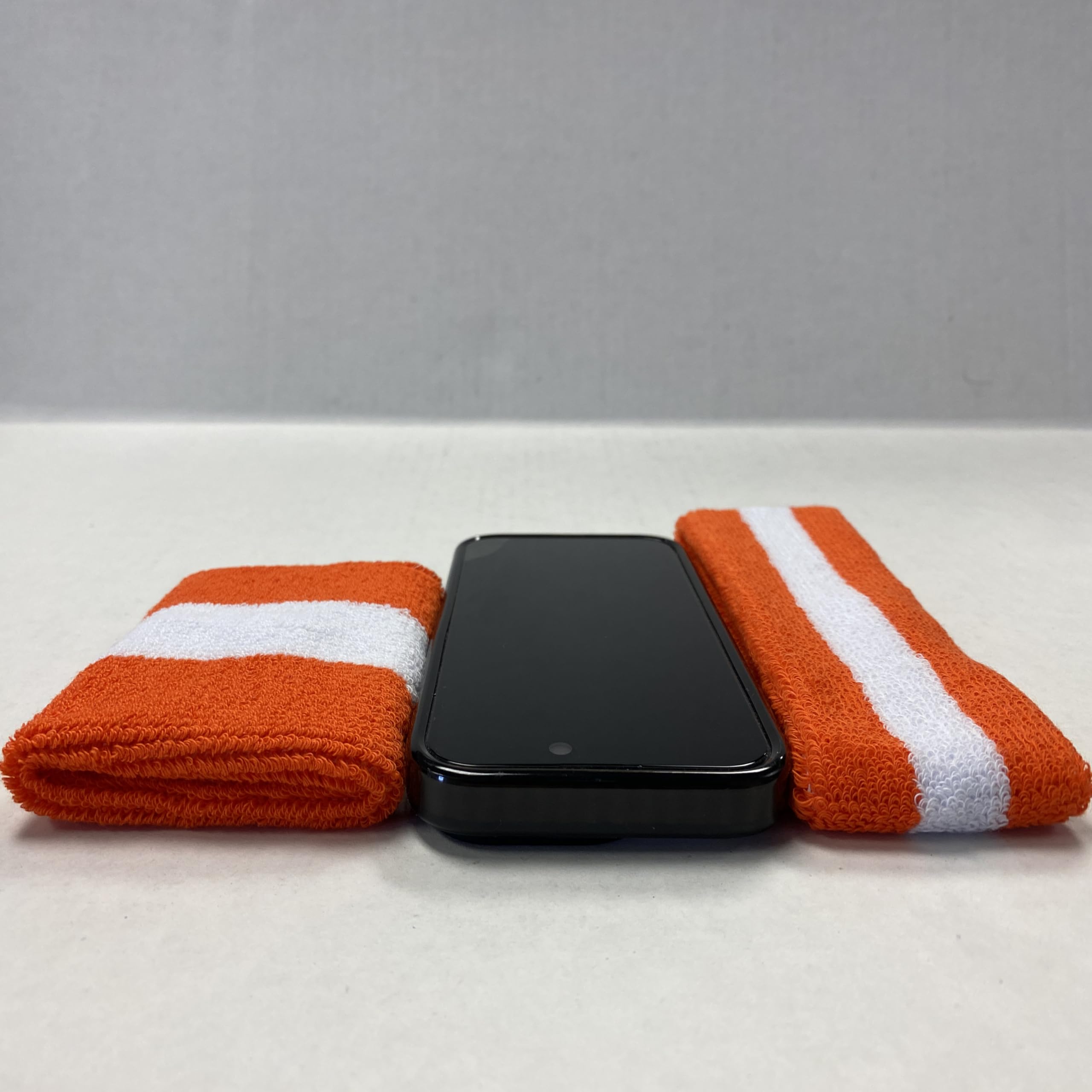 Premium Quality Semi-Pro Jackie Moon Dark Orange Striped Sweat Headband & Wristband Set - Perfect for Basketball, Tennis, Running & Workout Accessories