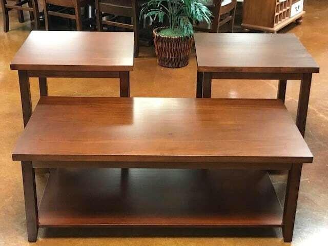 Modern Chestnut Cocktail Coffee Table Set with 2 Matching End Tables - 615T Living Room Furniture for Small Spaces, Perfect for Apartments & Cozy Homes