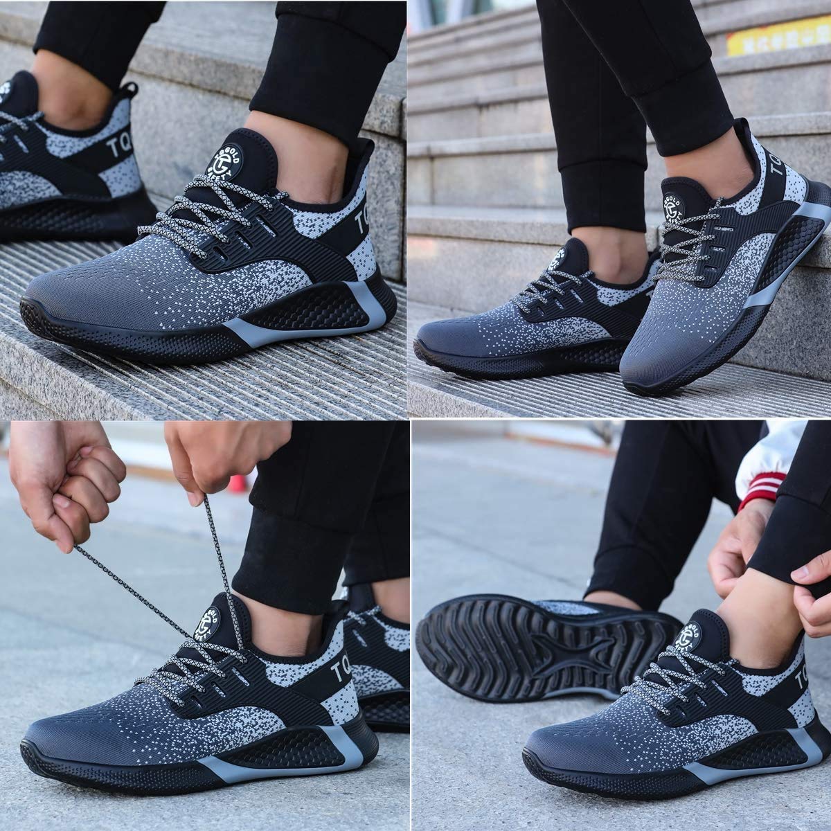 **AONEGOLD Men's Steel Toe Work Shoes - Lightweight & Breathable Safety Sneakers for Construction, Industrial & Puncture-Proof Use - Perfect for Job Sites, Warehouses & Outdoor Work**