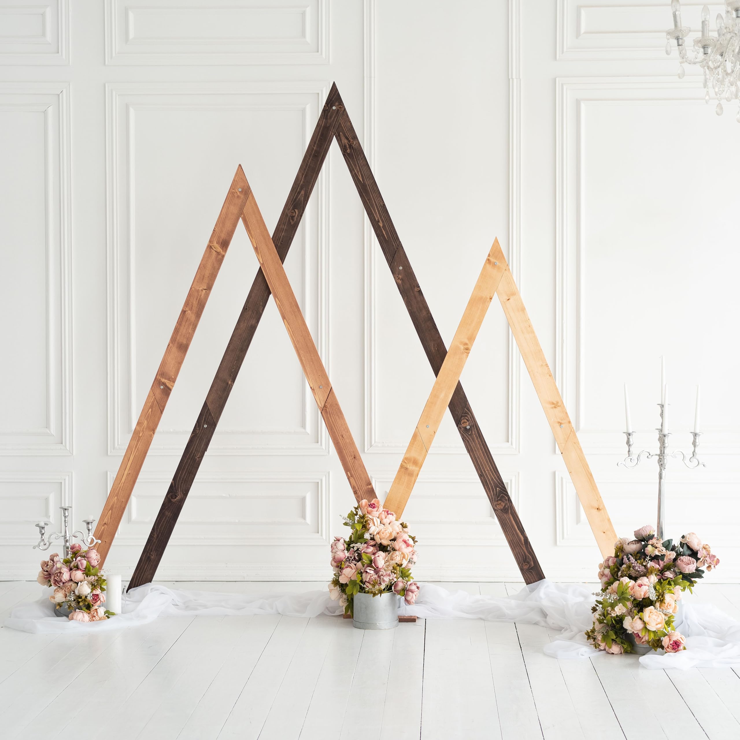 Boho Wedding Arch - Rustic Wooden Arbor for Ceremony & Anniversary Decor - Natural Geometric Backdrop Stand with Triangle Frame - Perfect for Outdoor Weddings, Garden Parties & Boho-Themed Events
