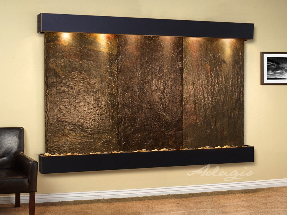 Adagio Solitude River Square Blackened Copper Multi-Color Natural Slate SRS1504 - Perfect for Modern Home Décor, Fireplace Surrounds & Outdoor Landscaping