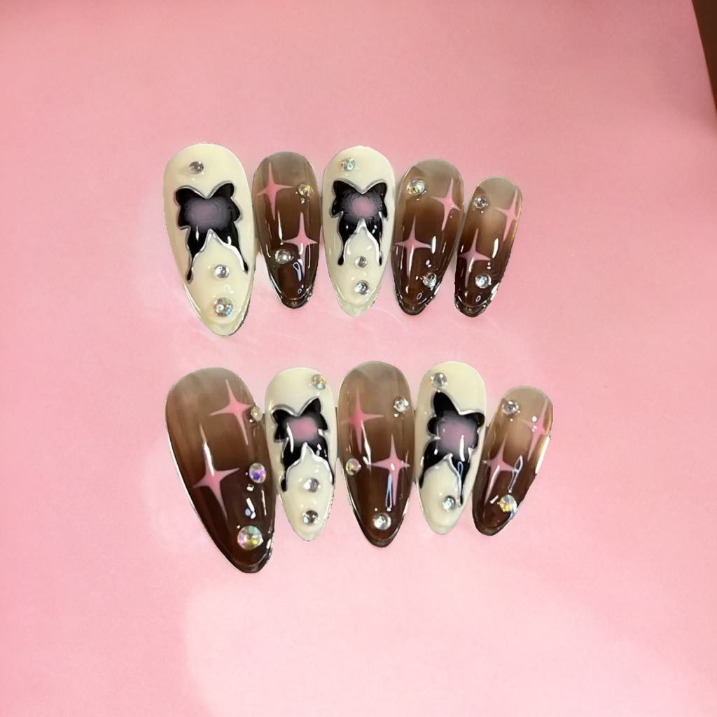 Fiery Passion Hand-Painted Press-On Nails | Long-Lasting Artificial Nails with Vibrant Designs | Perfect for Parties, Weddings & Special Occasions