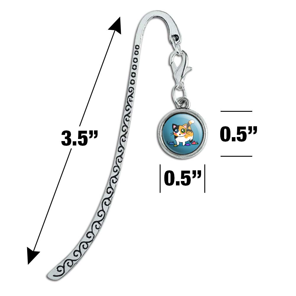 Calico Kitten Metal Bookmark with Charm - Cute Cat Bookmark for Readers & Book Lovers - Perfect Gift for Cat Owners & Bookworms (Reading Accessories, Book Club Gifts, Office Desk Decor)